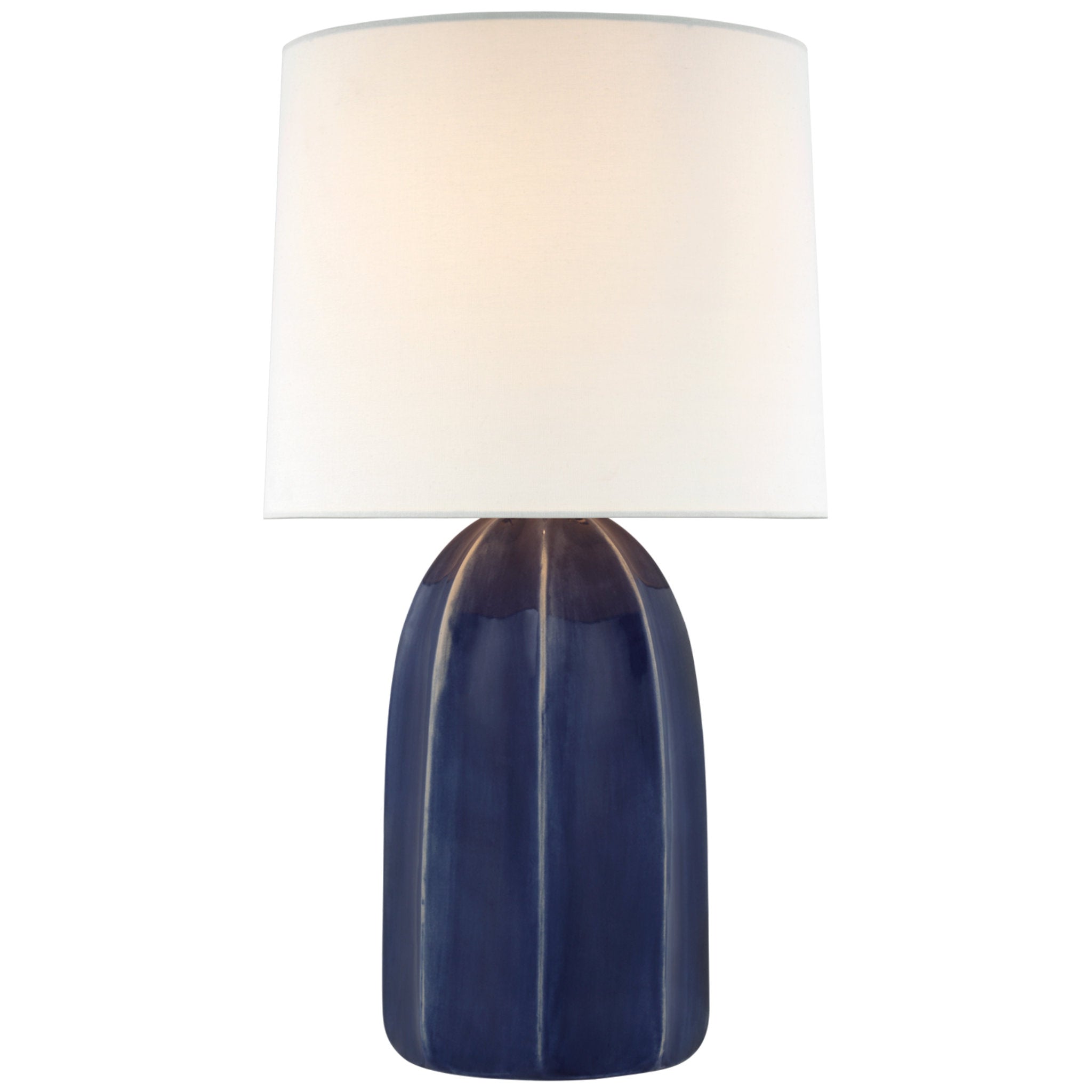 Barbara Barry Melanie Large Table Lamp in Frosted Medium Blue with Linen Shade W15.5" x H28"
