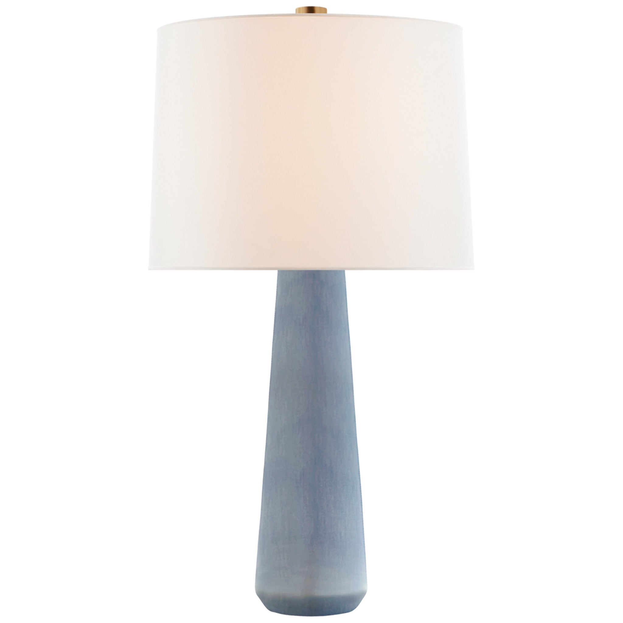 Barbara Barry Athens Large Table Lamp in Polar Blue Crackle with Linen Shade W18" x H32.5"