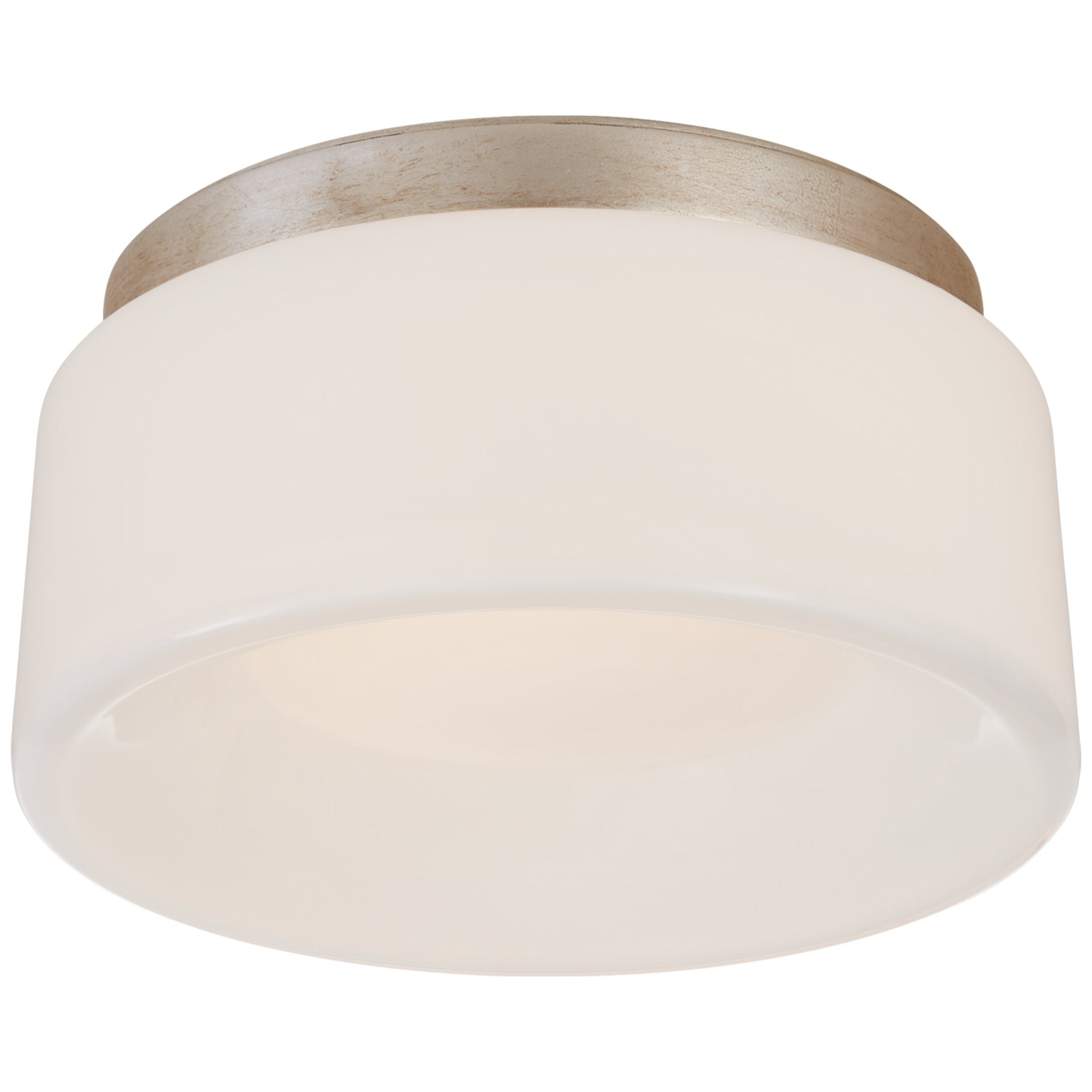 Barbara Barry Halo 5.5" Solitaire Flush Mount in Burnished Silver Leaf with White Glass Ceiling Light W5.5" x H2.25"