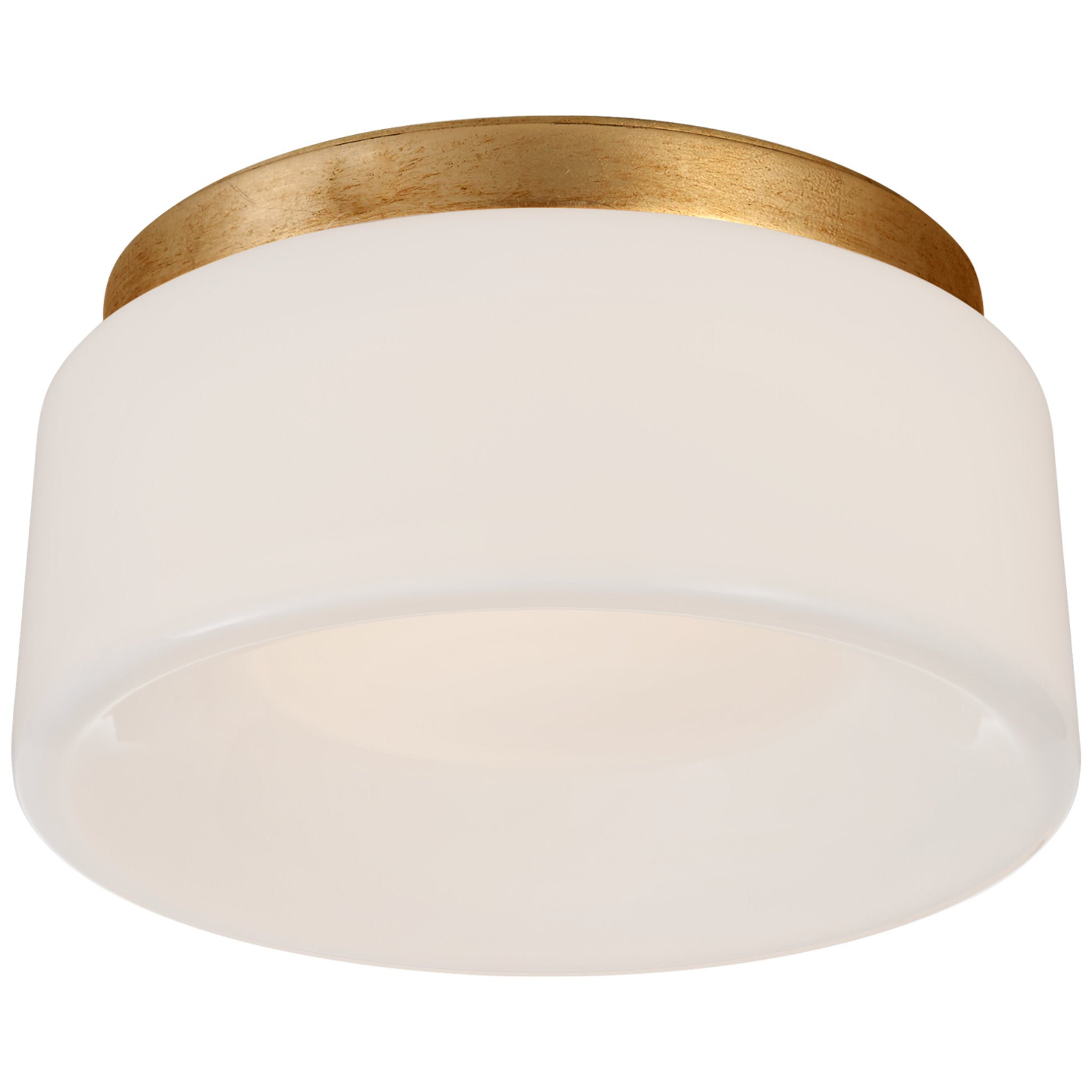 Barbara Barry Halo 5.5" Solitaire Flush Mount in Gild with White Glass Ceiling Light W5.5" x H2.25"