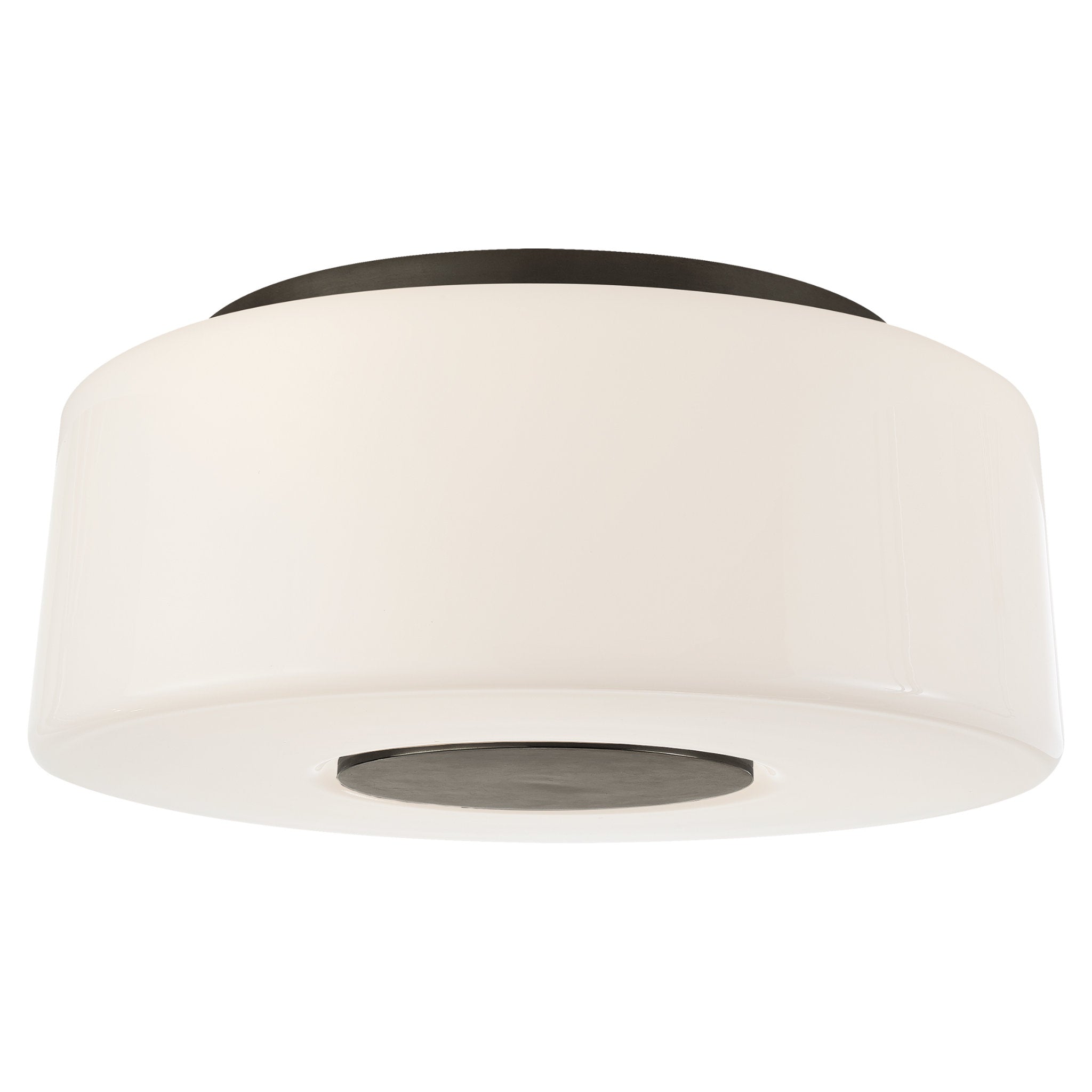 Barbara Barry Acme Large Flush Mount in Bronze with White Glass Ceiling Light W16.25" x H7"