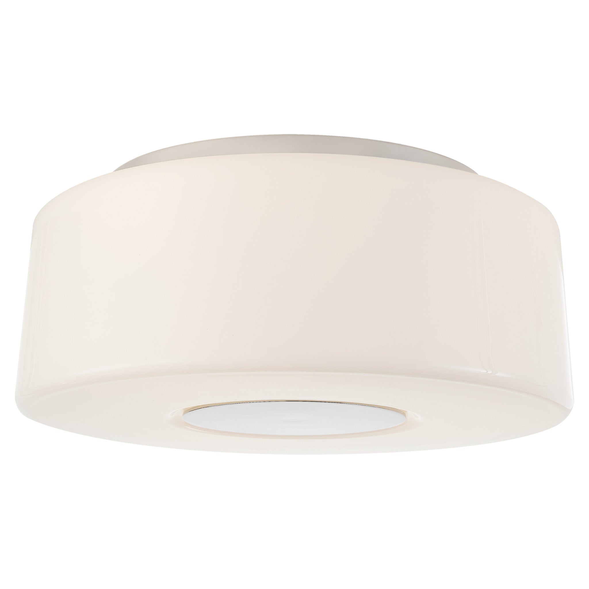 Barbara Barry Acme Large Flush Mount in Polished Nickel with White Glass Ceiling Light W16.25" x H7"