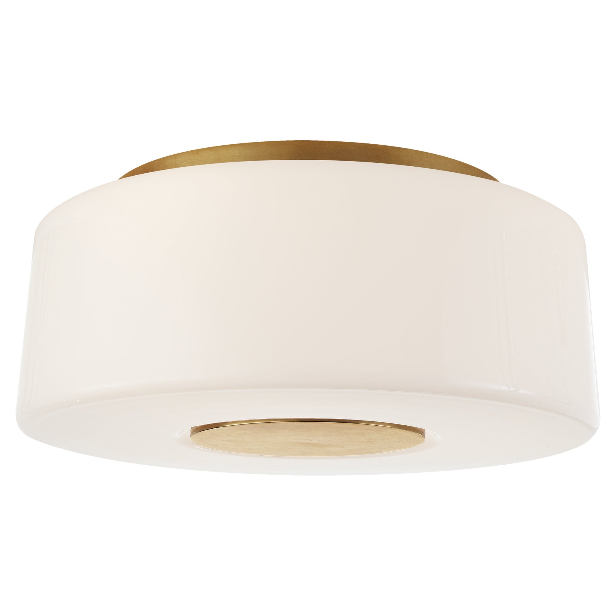 Barbara Barry Acme Large Flush Mount in Soft Brass with White Glass Ceiling Light W16.25" x H7"