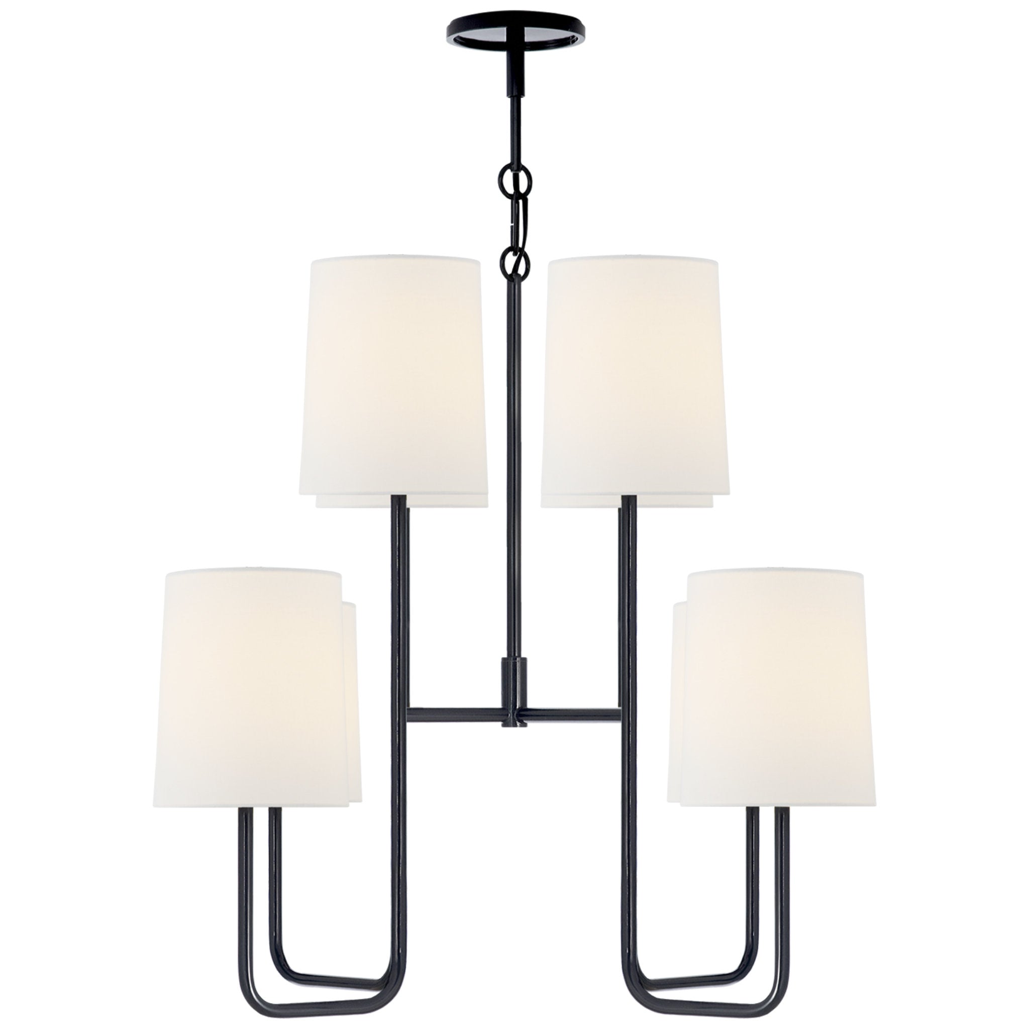 Barbara Barry Go Lightly Medium Chandelier in Charcoal with Linen Shades Ceiling Light W23.75" x H25.25"