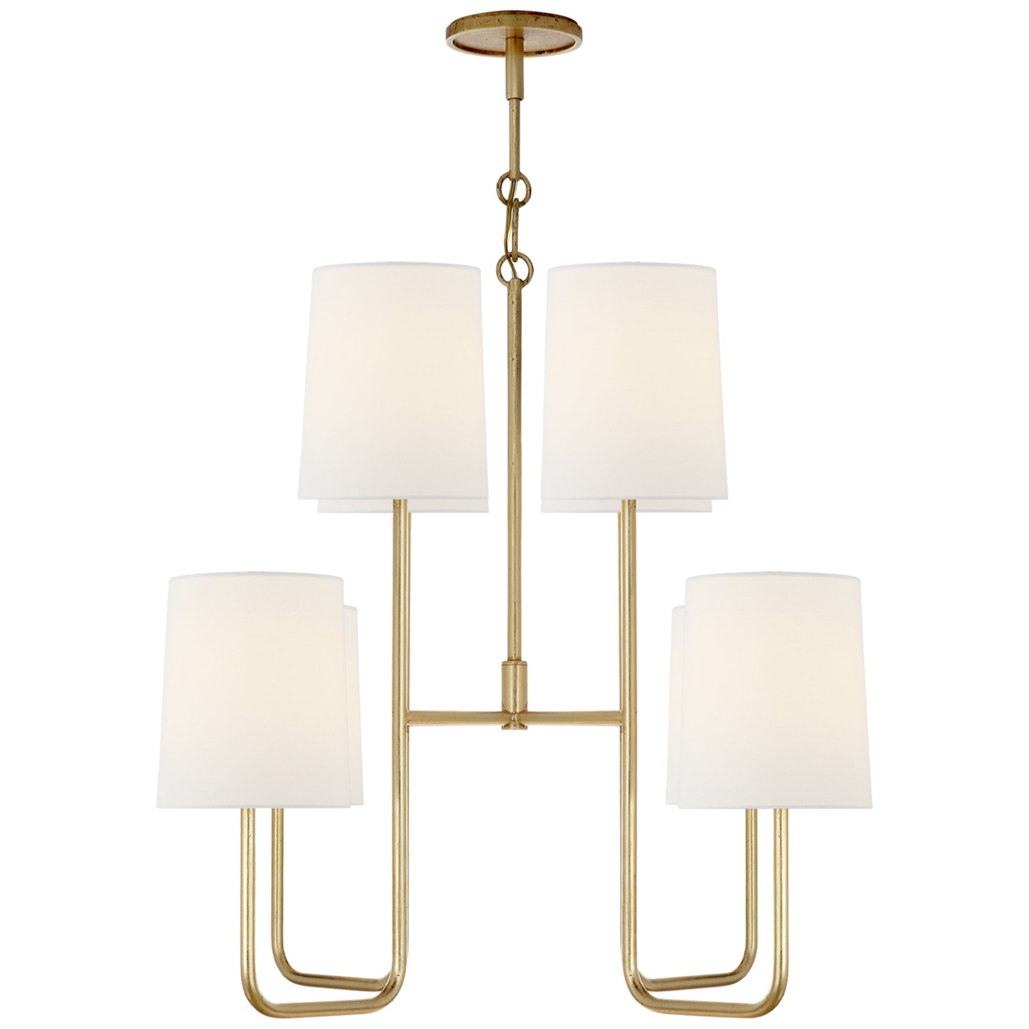 Barbara Barry Go Lightly Medium Chandelier in Gilded with Linen Shades Ceiling Light W23.75" x H25.25"