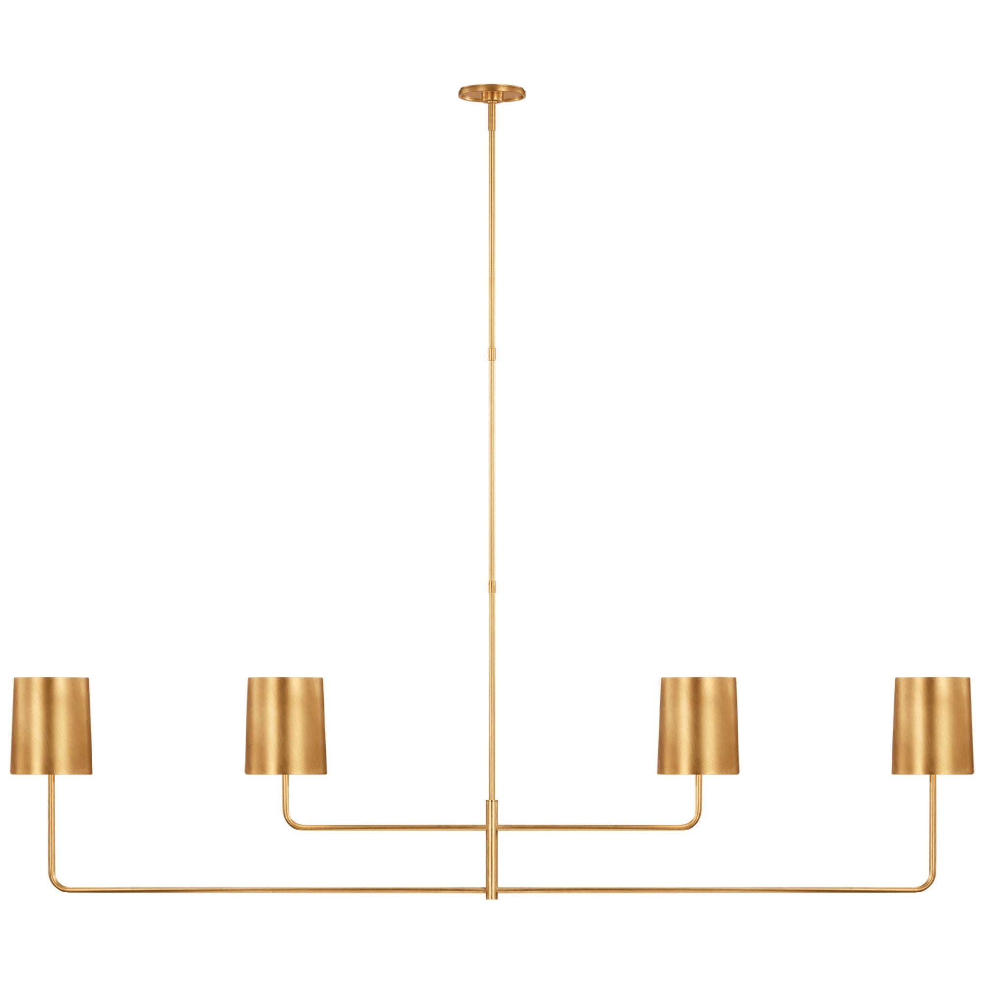 Barbara Barry Go Lightly 70" Four Light Linear Chandelier in Gild with Gild Shades Ceiling Light W70"