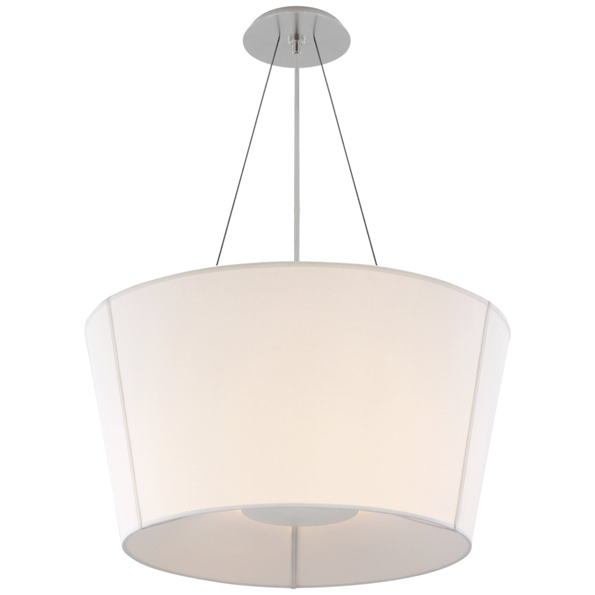 Barbara Barry Hoop Medium Inverted Hanging Shade in Soft Silver with Linen Shade Ceiling Light W26"