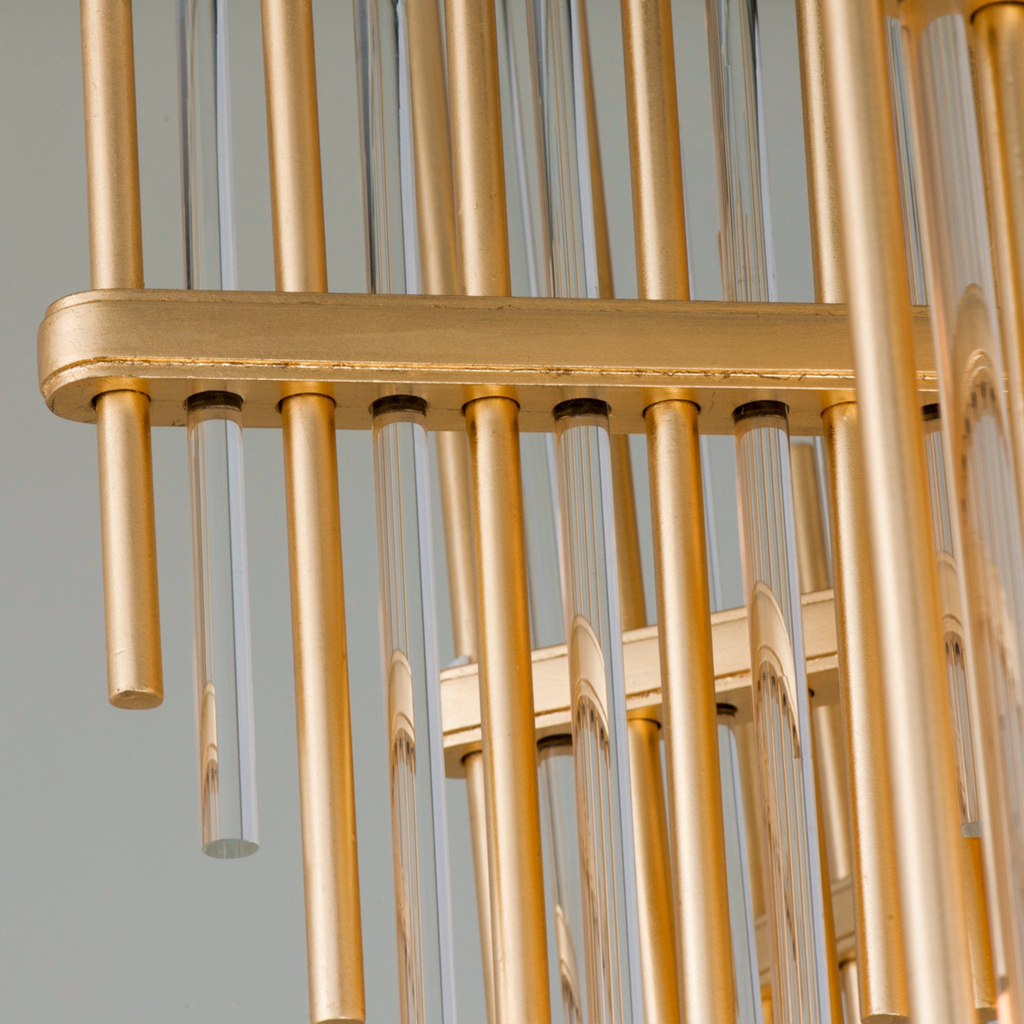 Theory 2-Light Chandelier in Gold Leaf W Polished Stainless 30L x 30W x 24.5H