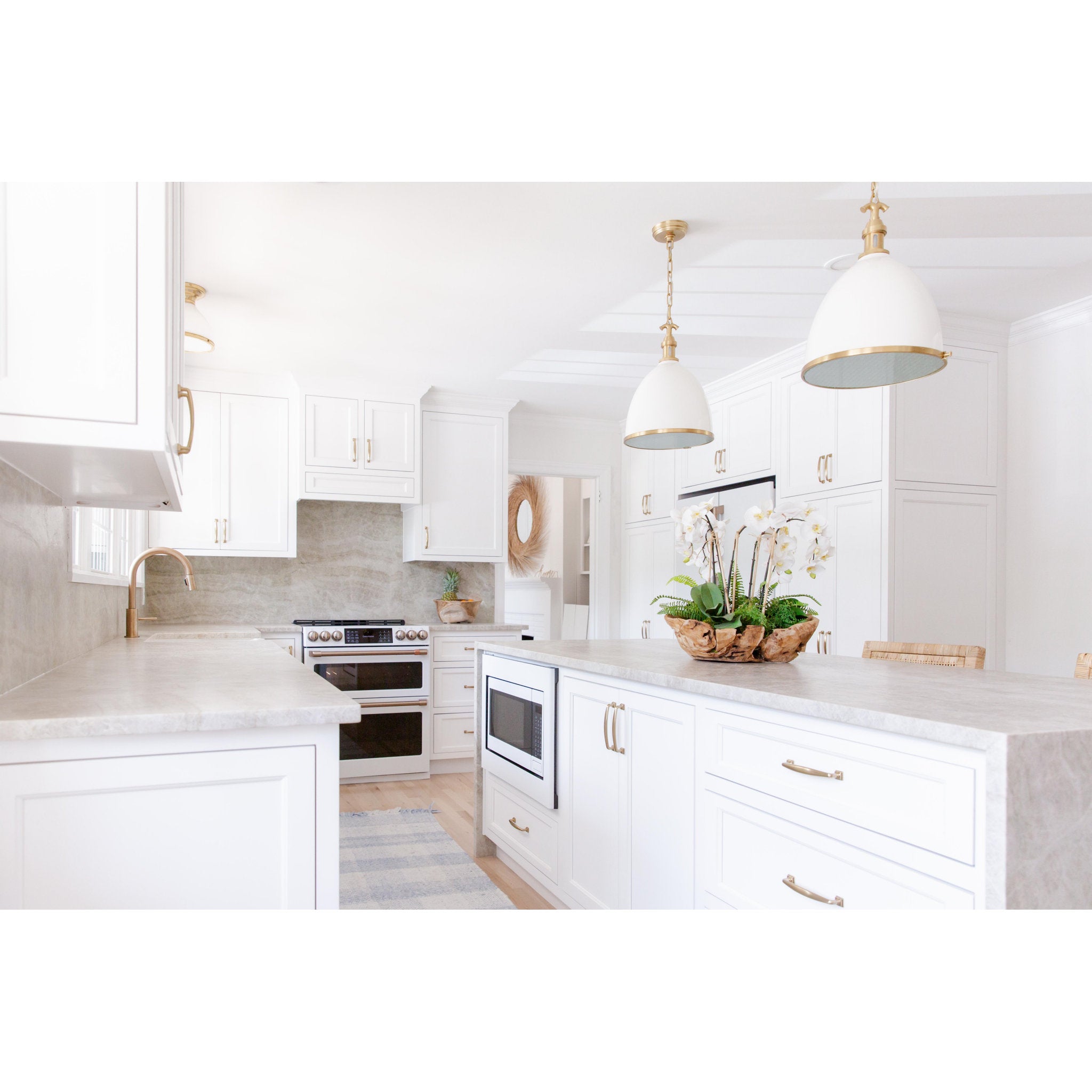 Viceroy 1-Light Pendant in White/Aged Brass 12.75L x 12.75W x 17.75H