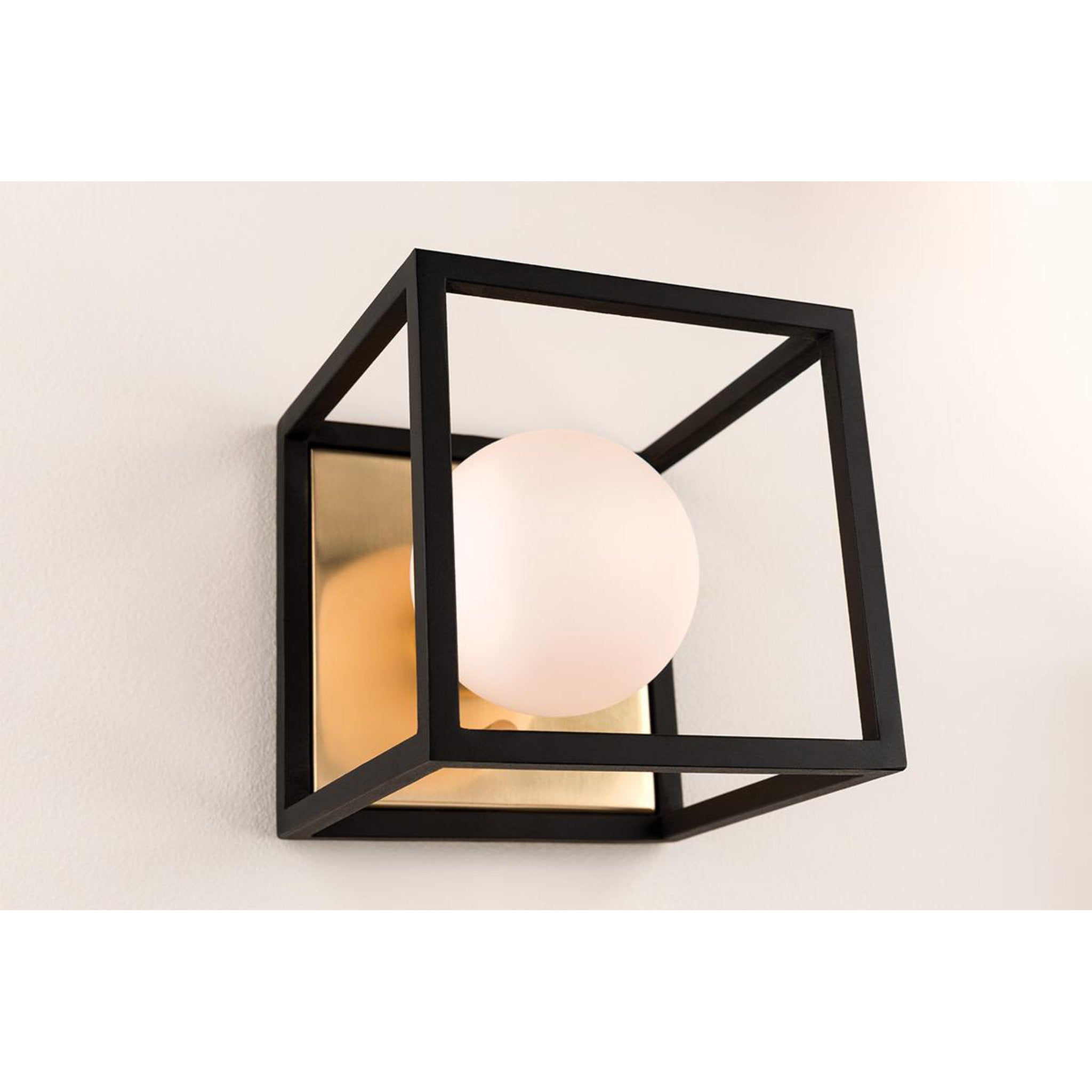 Aira 1-Light Flush Mount in Aged Brass/Black 9.5L x 9.5W x 9.5H