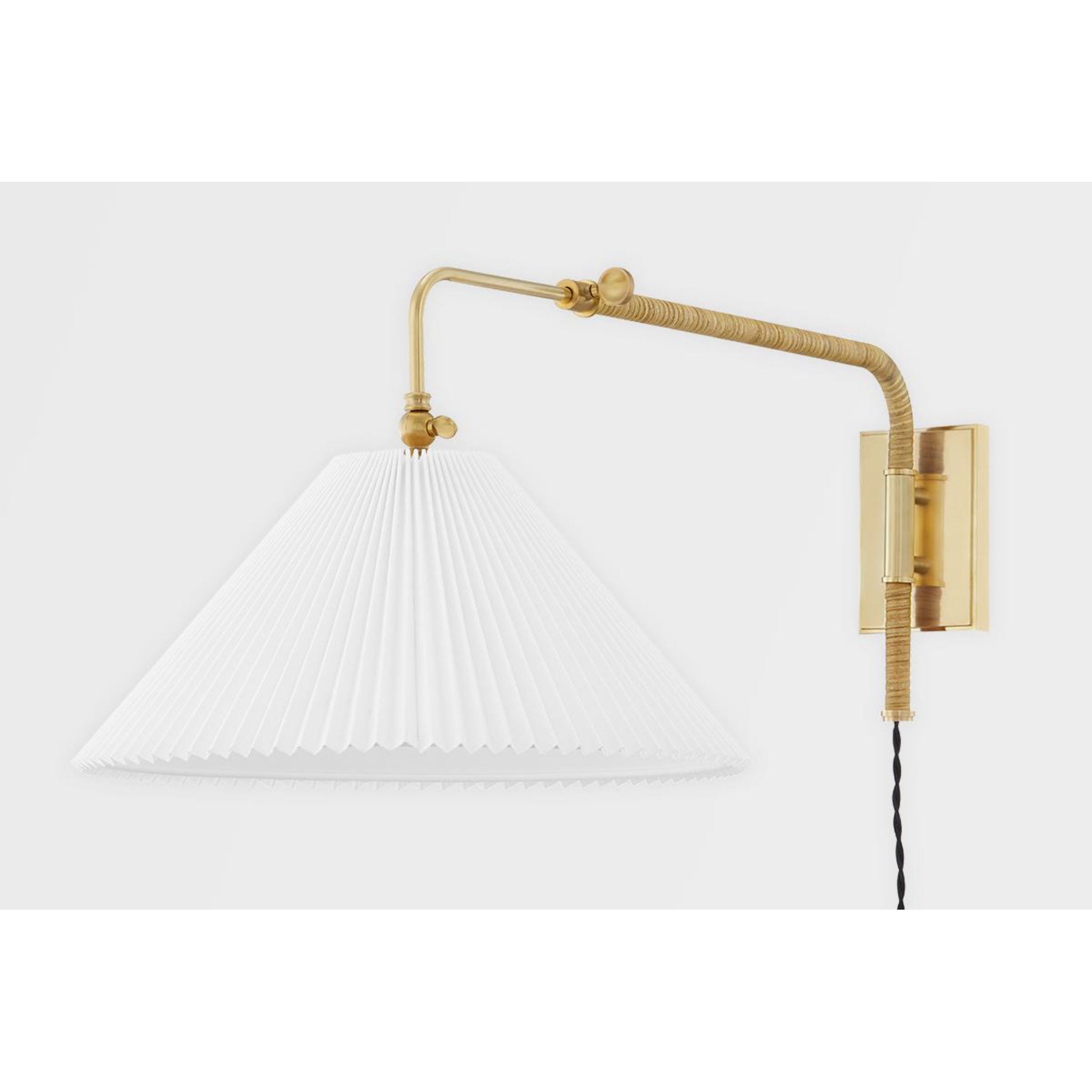 Dorset 1-Light Plug-in Sconce in Aged Brass by Mark D. Sikes 16.25L x 16.25W x 12.25H