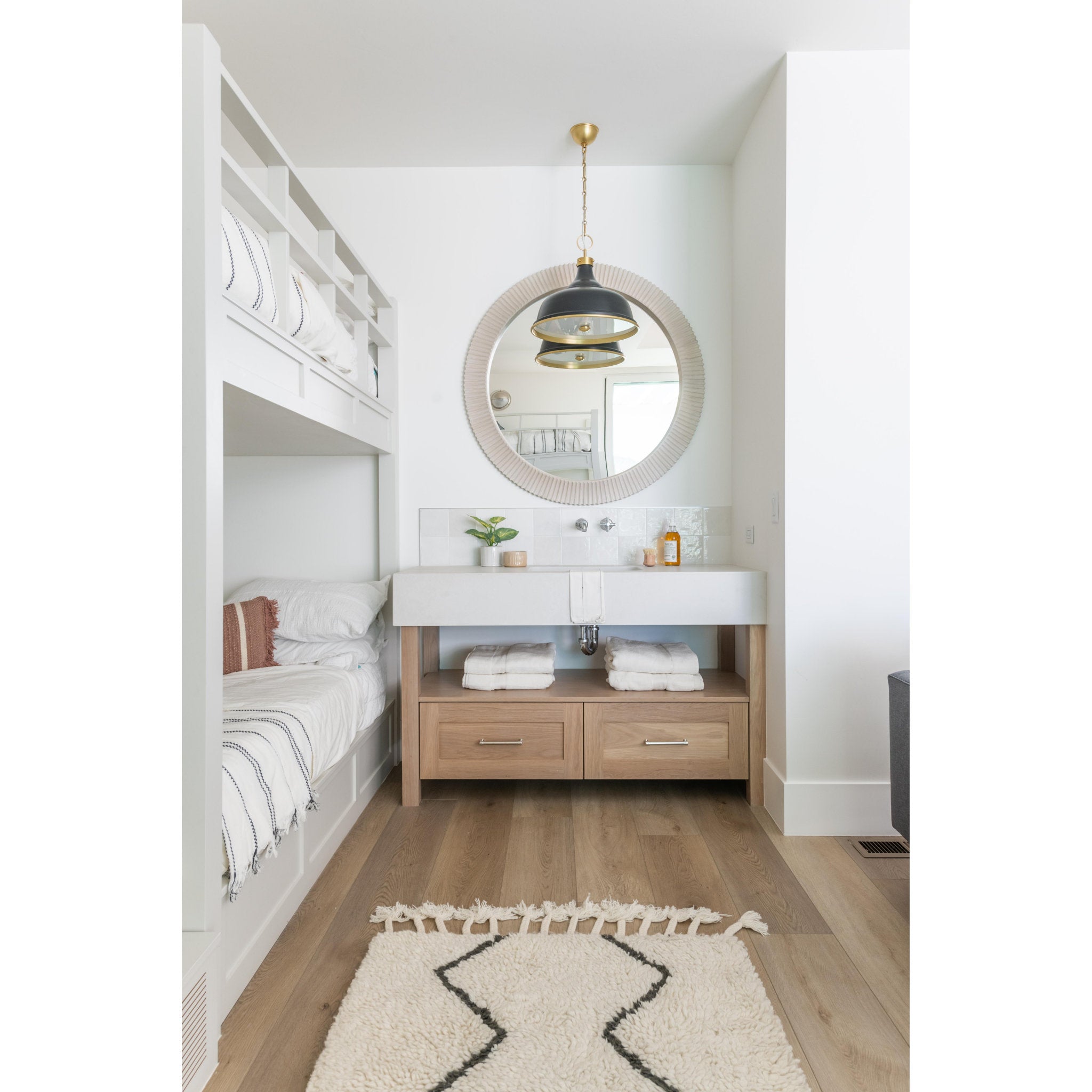 Painted No.1 3-Light Pendant in Aged Brass/Darkest Blue by Mark D. Sikes 18L x 18W x 16H