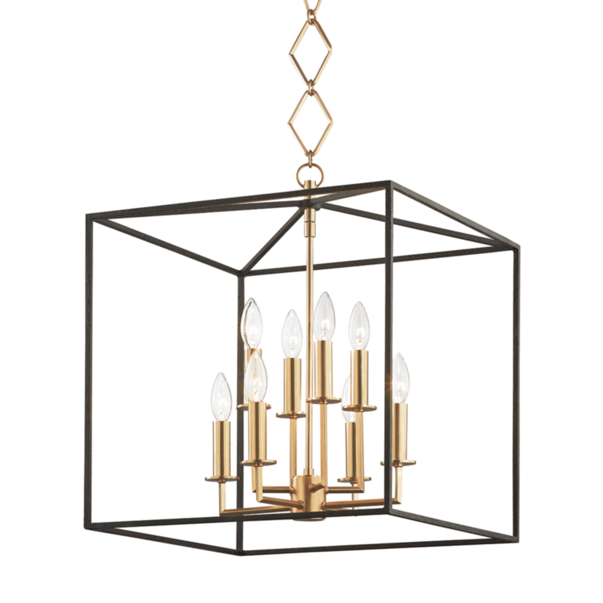 Richie 8-Light Lantern in Aged Brass/Black by Becki Owens 18L x 18W x 32.5H