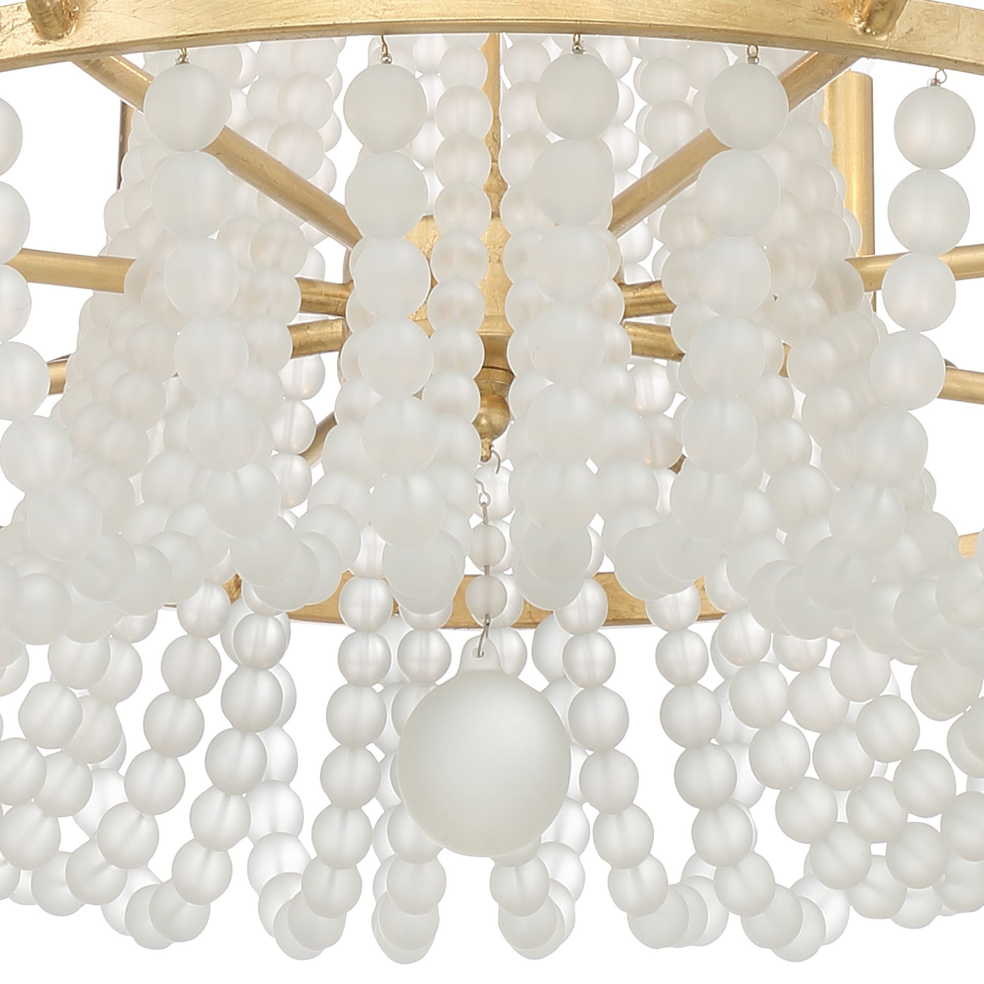 Bella 8 Light Antique Gold Chandelier Frosted Glass Beads 26"W x 26"H x 26"D