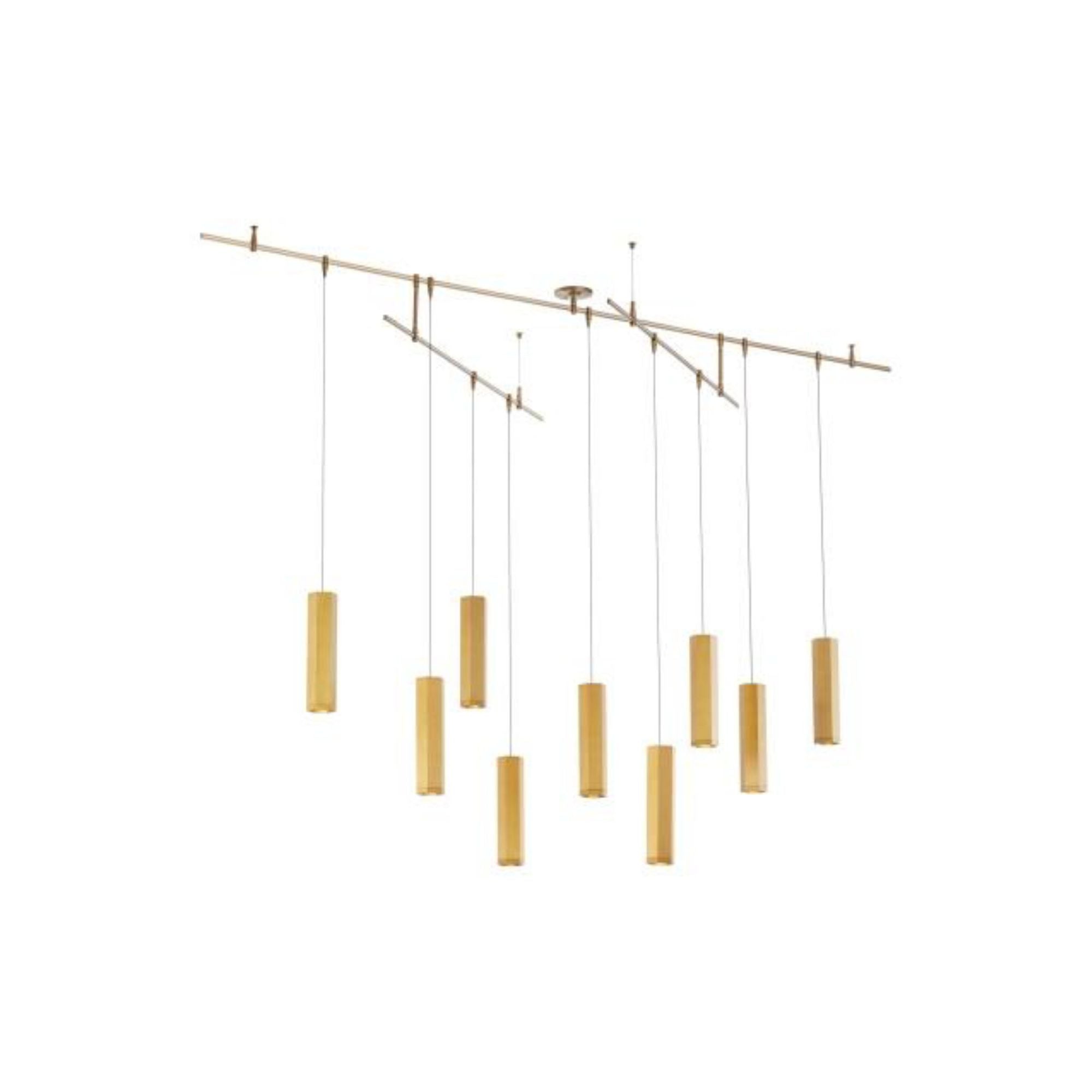 Blok Small Chandelier Chandeliers 9-Light LED 3000K Aged Brass by Sean Lavin