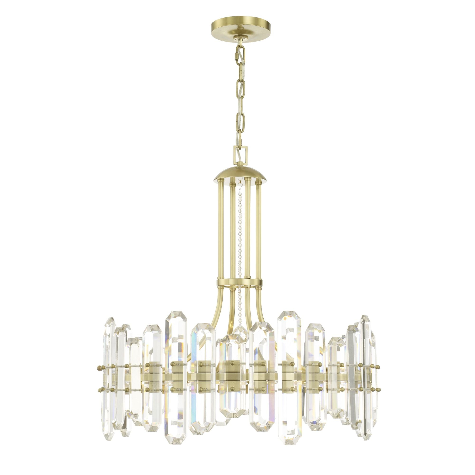 Bolton 8 Light Aged Brass Chandelier Faceted Crystal Elements 24.75"W x 26"H x 24.75"D