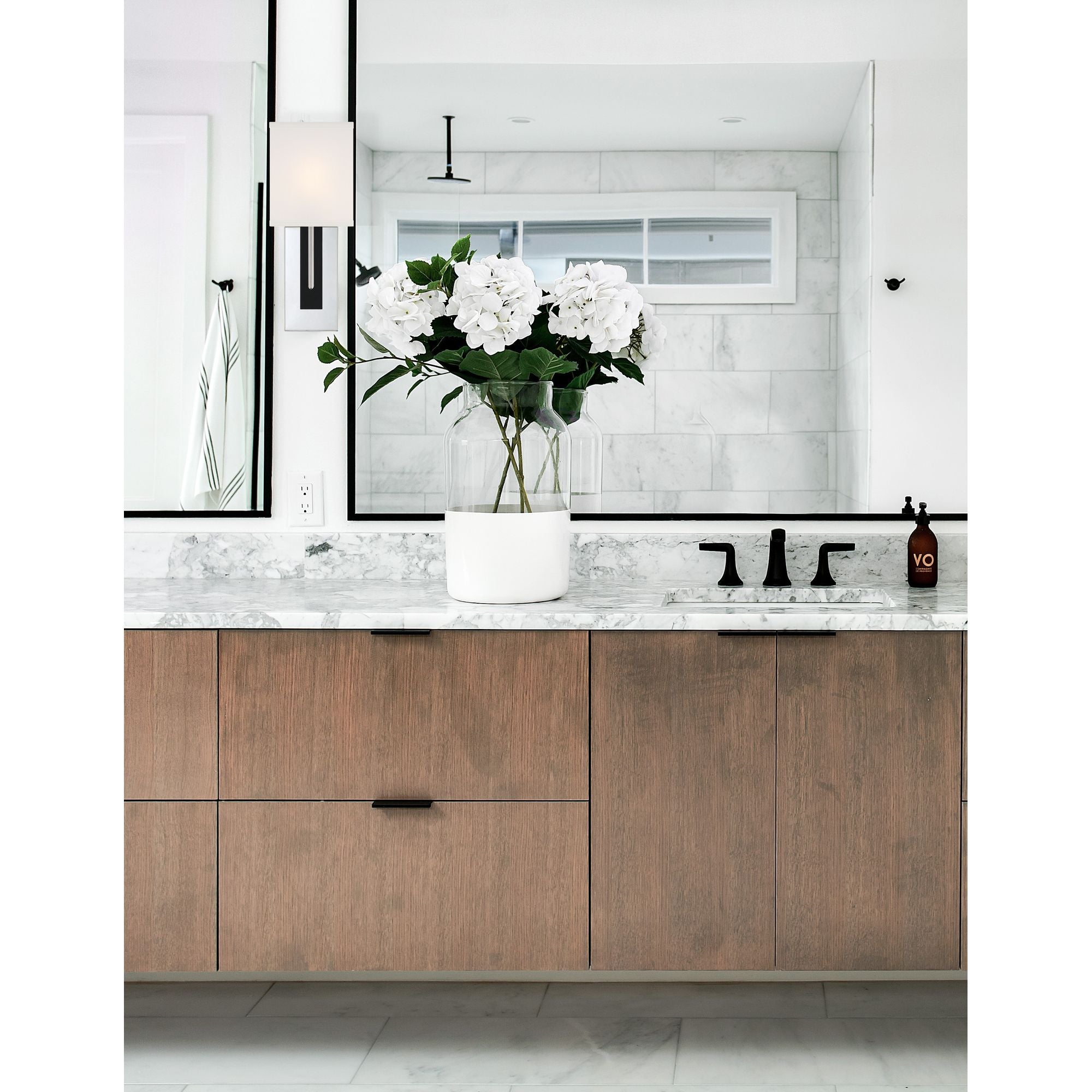 Brent 1 Light Polished Nickel + Black Forged Sconce Silk Shade 6.5"W x 15"H x 4"D