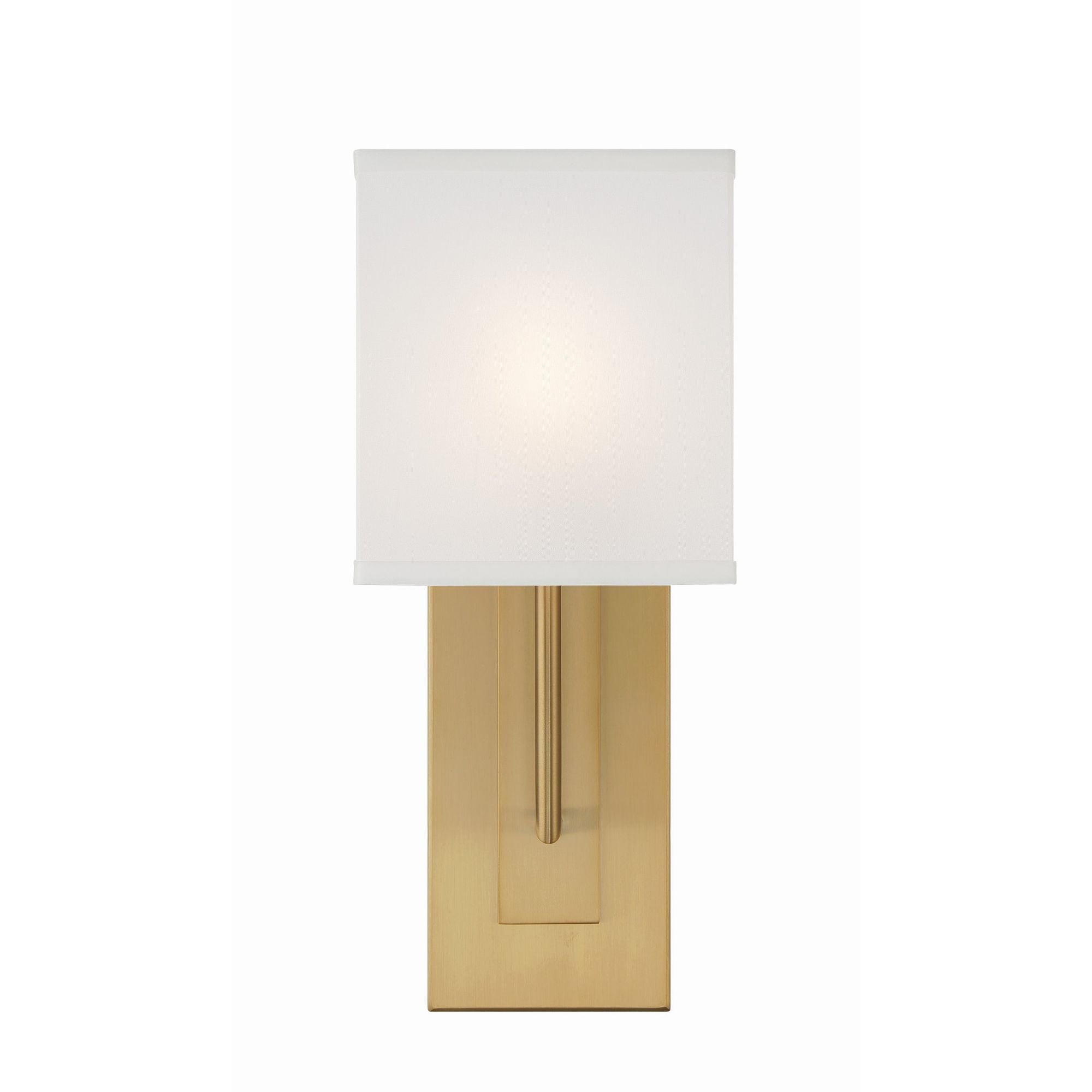 Brent 1 Light Vibrant Gold Sconce Silk Shade 6.5"W x 15"H x 4"D