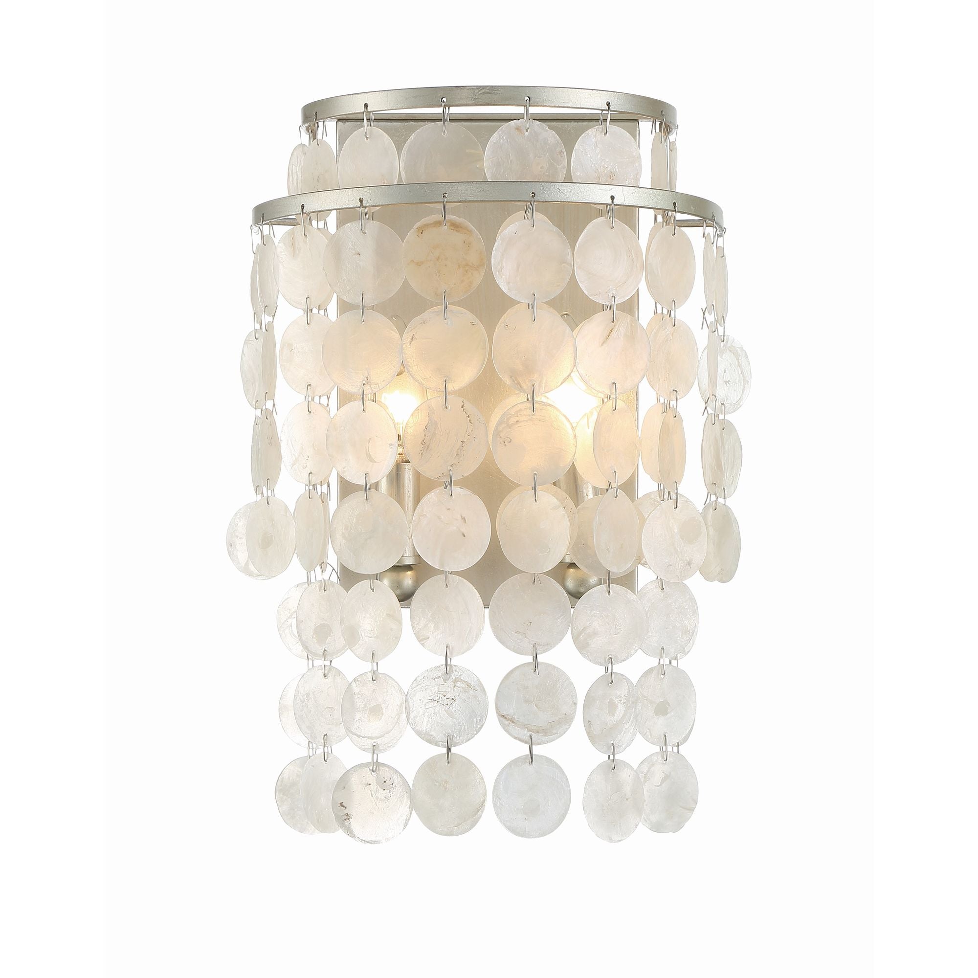 Brielle 2 Light Antique Silver Sconce Capiz Shell 9"W x 14"H x 5.5"D