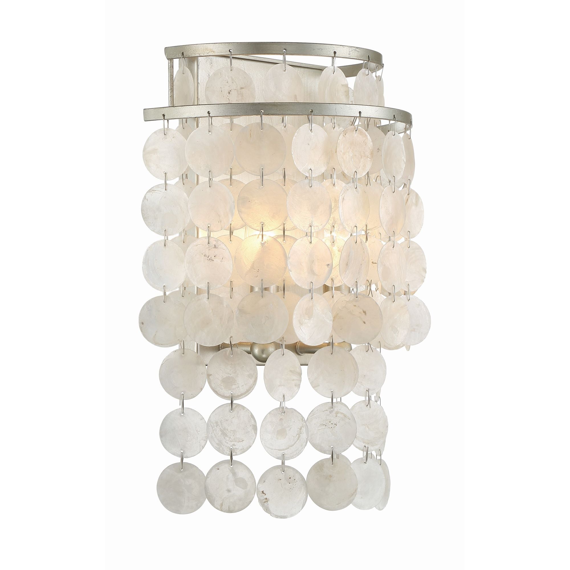 Brielle 2 Light Antique Silver Sconce Capiz Shell 9"W x 14"H x 5.5"D