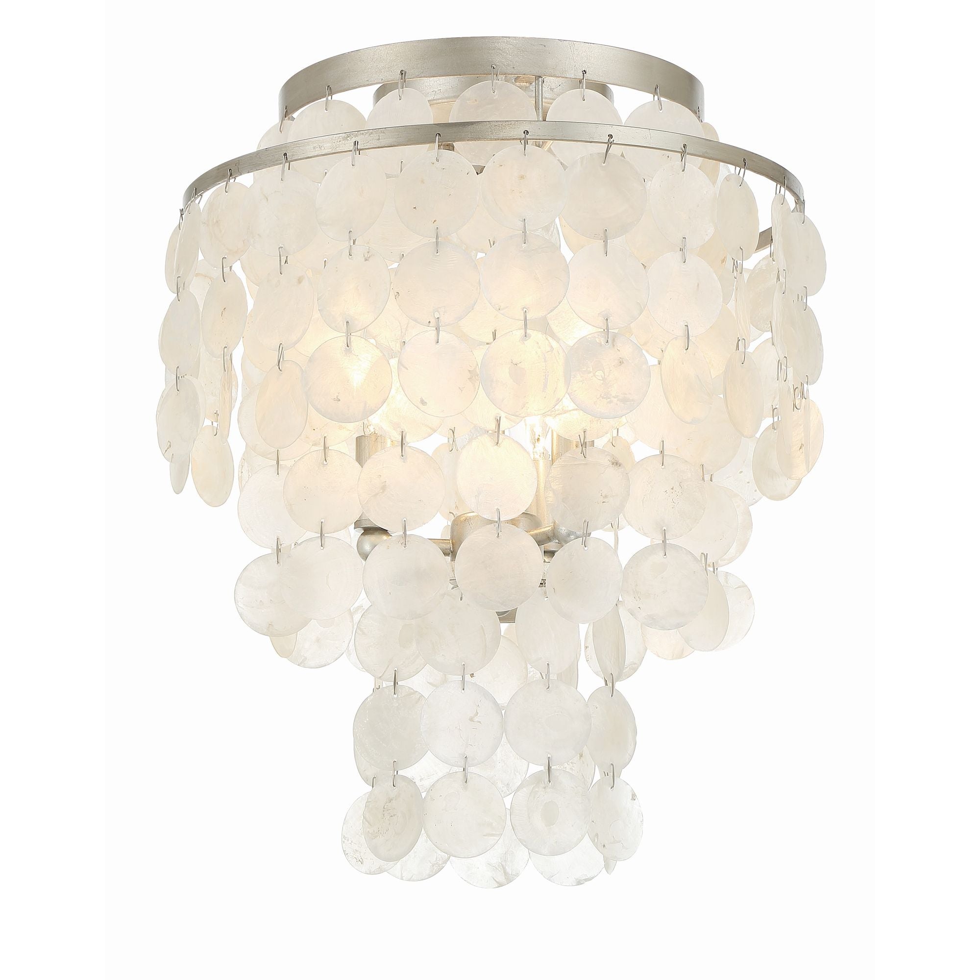 Brielle 3 Light Antique Silver Flush Mount Capiz Shell 13"W x 16"H x 13"D