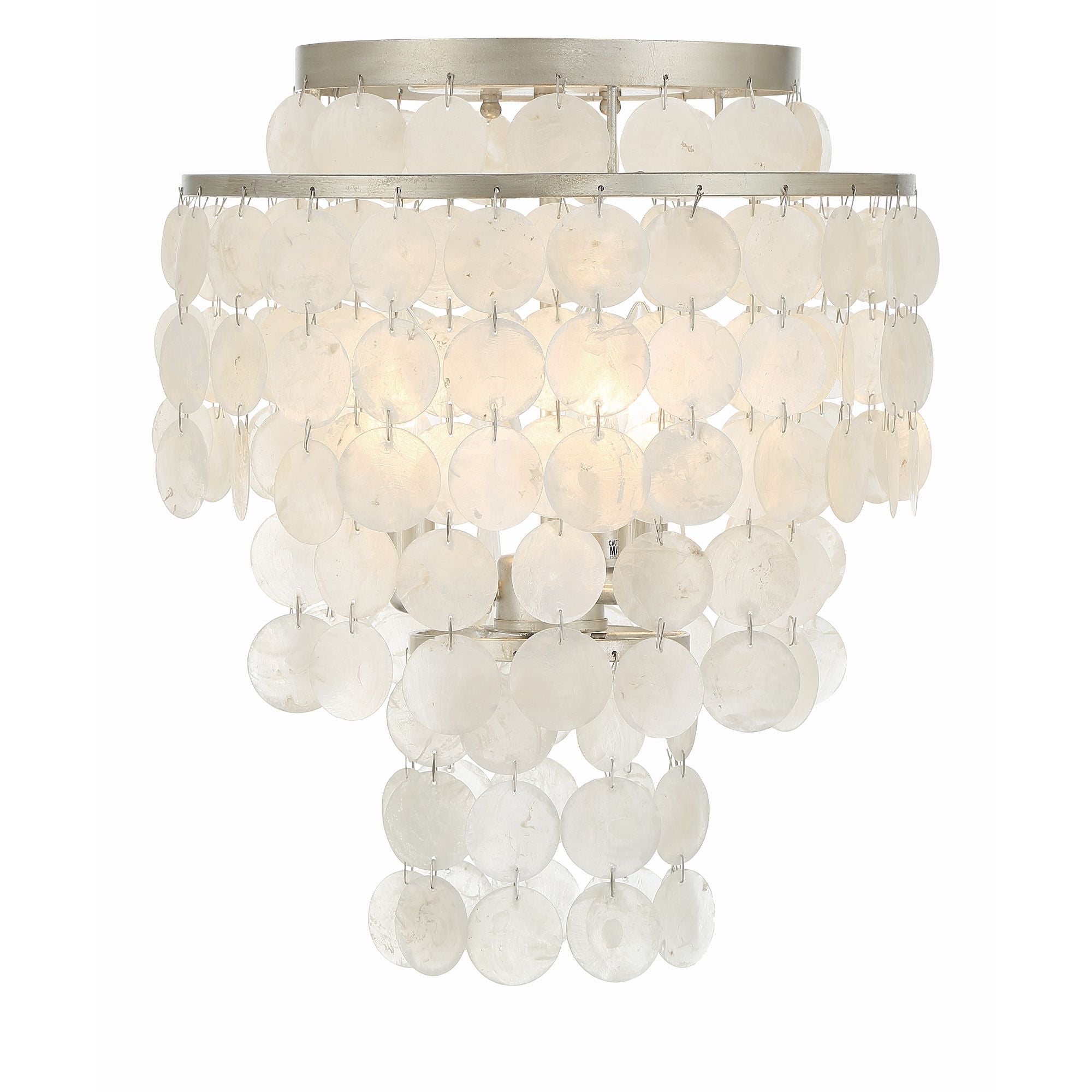 Brielle 3 Light Antique Silver Flush Mount Capiz Shell 13"W x 16"H x 13"D