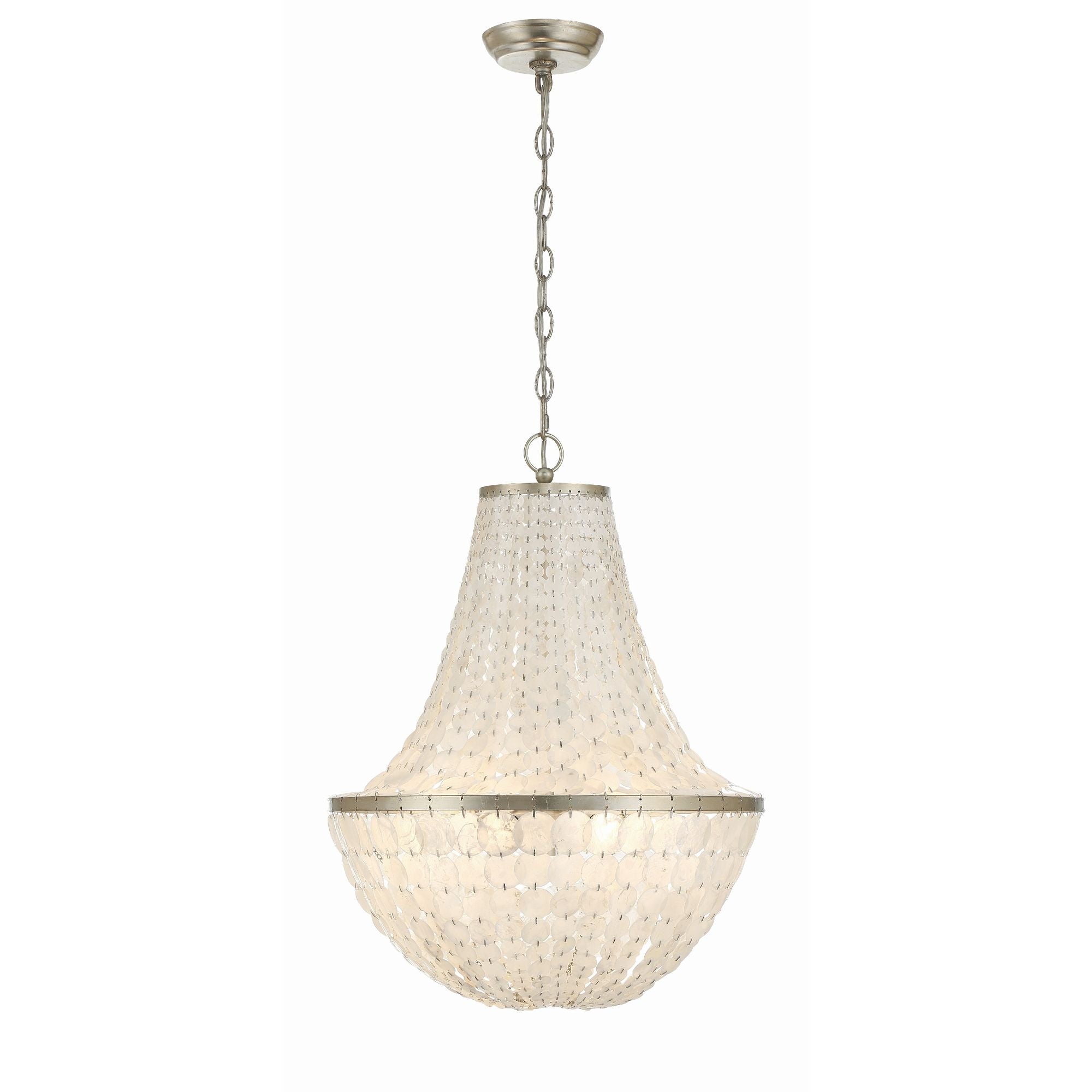 Brielle 6 Light Antique Silver Chandelier Capiz Shell 18"W x 24"H x 18"D