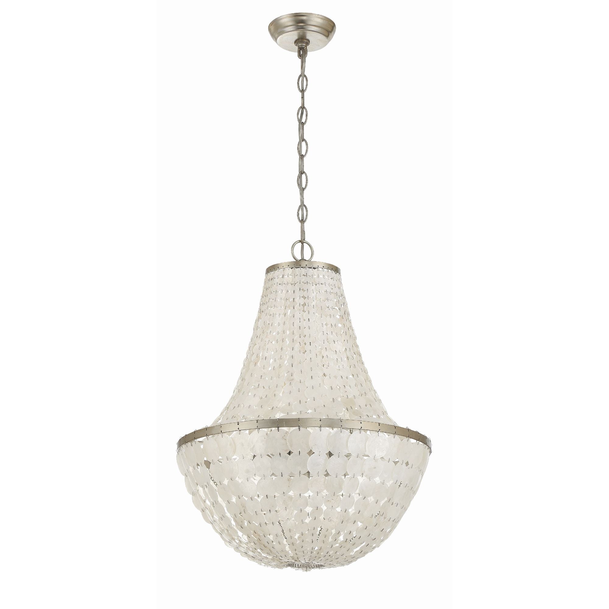 Brielle 6 Light Antique Silver Chandelier Capiz Shell 18"W x 24"H x 18"D