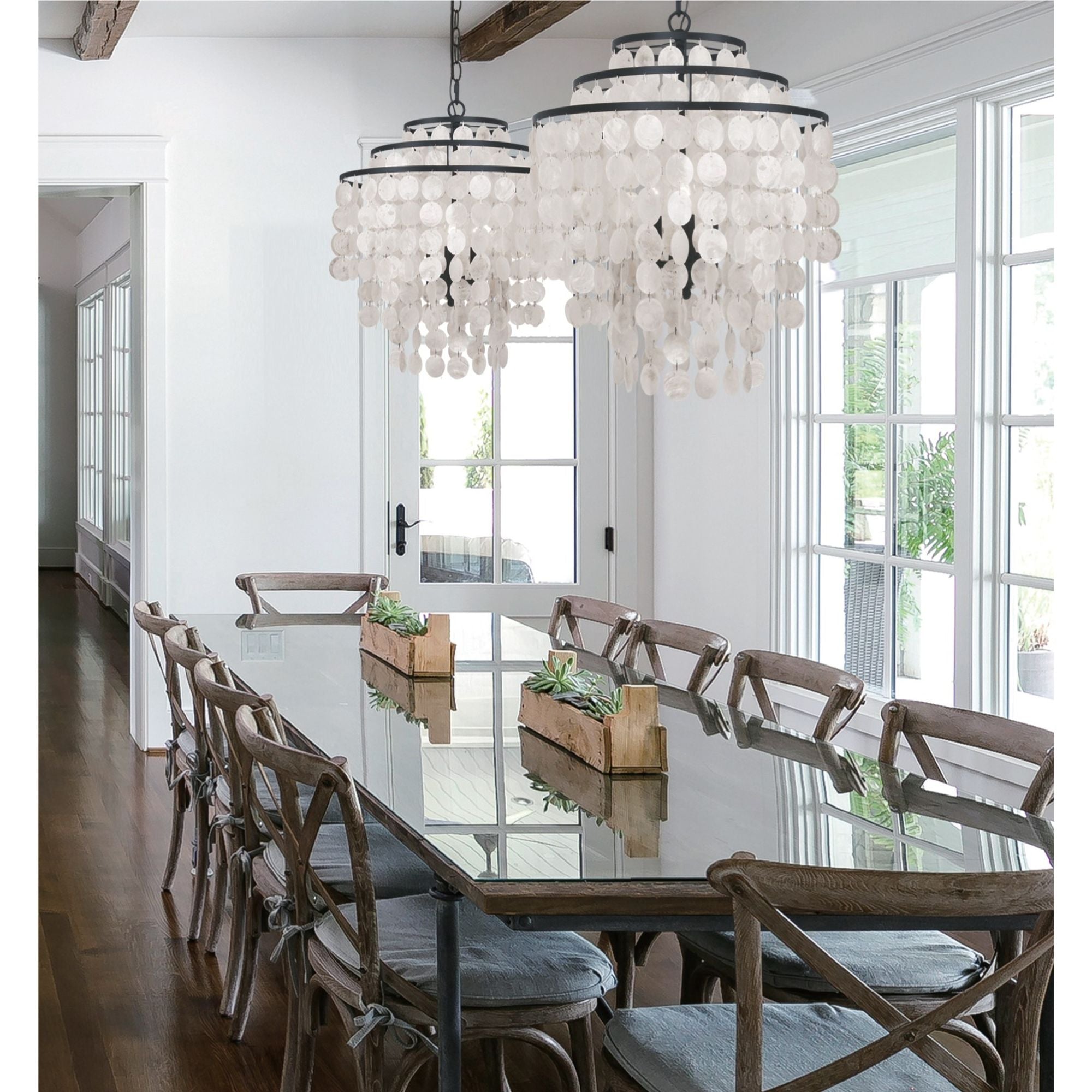 Brielle 4 Light Dark Bronze Chandelier Capiz Shell 18"W x 19.5"H x 18"D