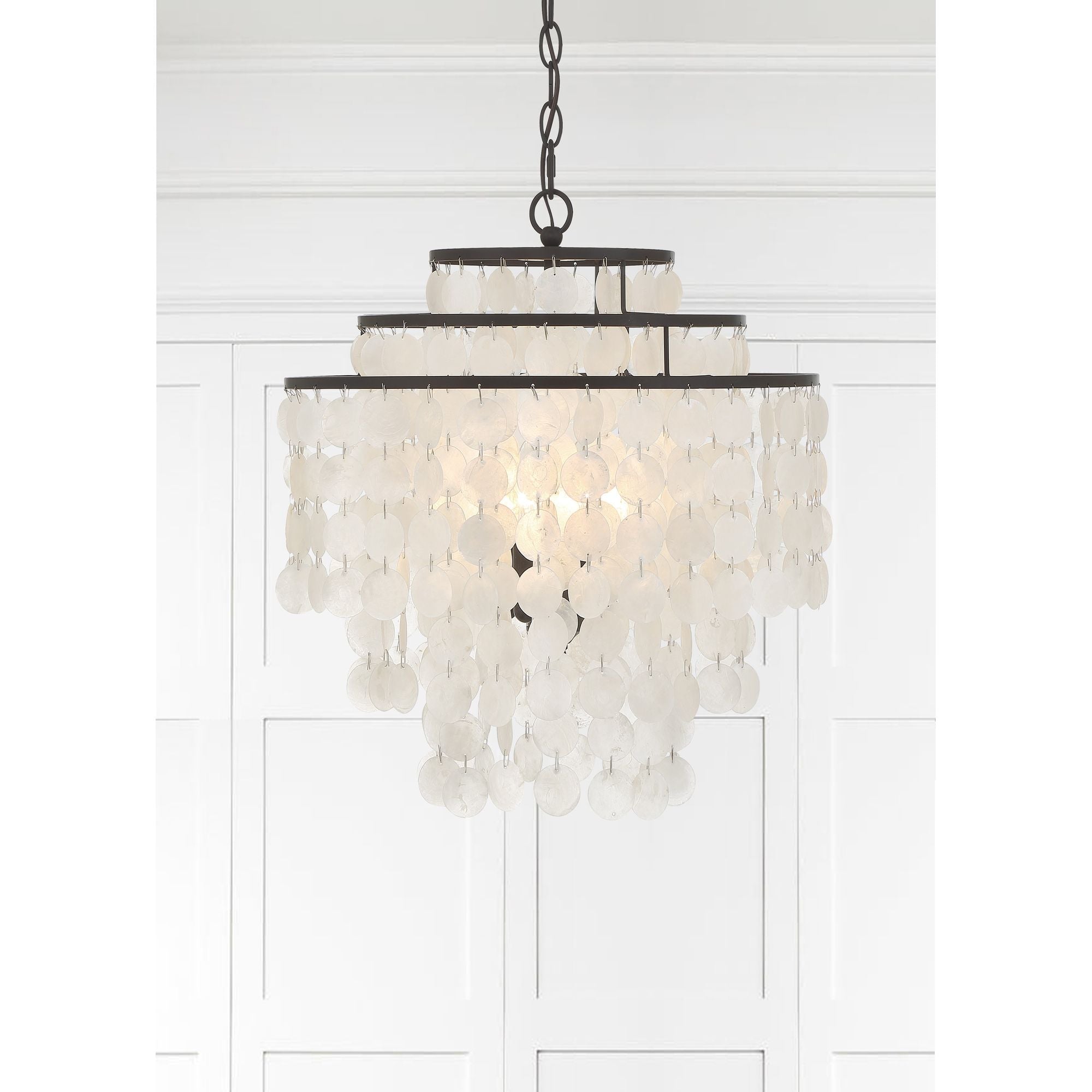 Brielle 4 Light Dark Bronze Chandelier Capiz Shell 18"W x 19.5"H x 18"D