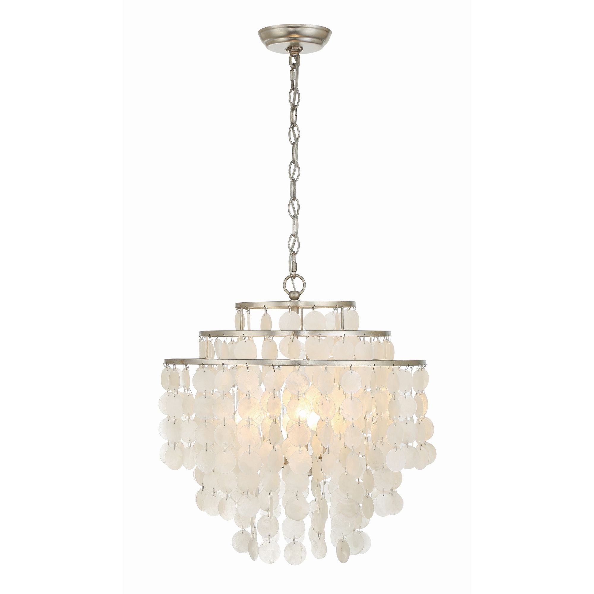 Brielle 4 Light Antique Silver Chandelier Capiz Shell 18"W x 19.5"H x 18"D