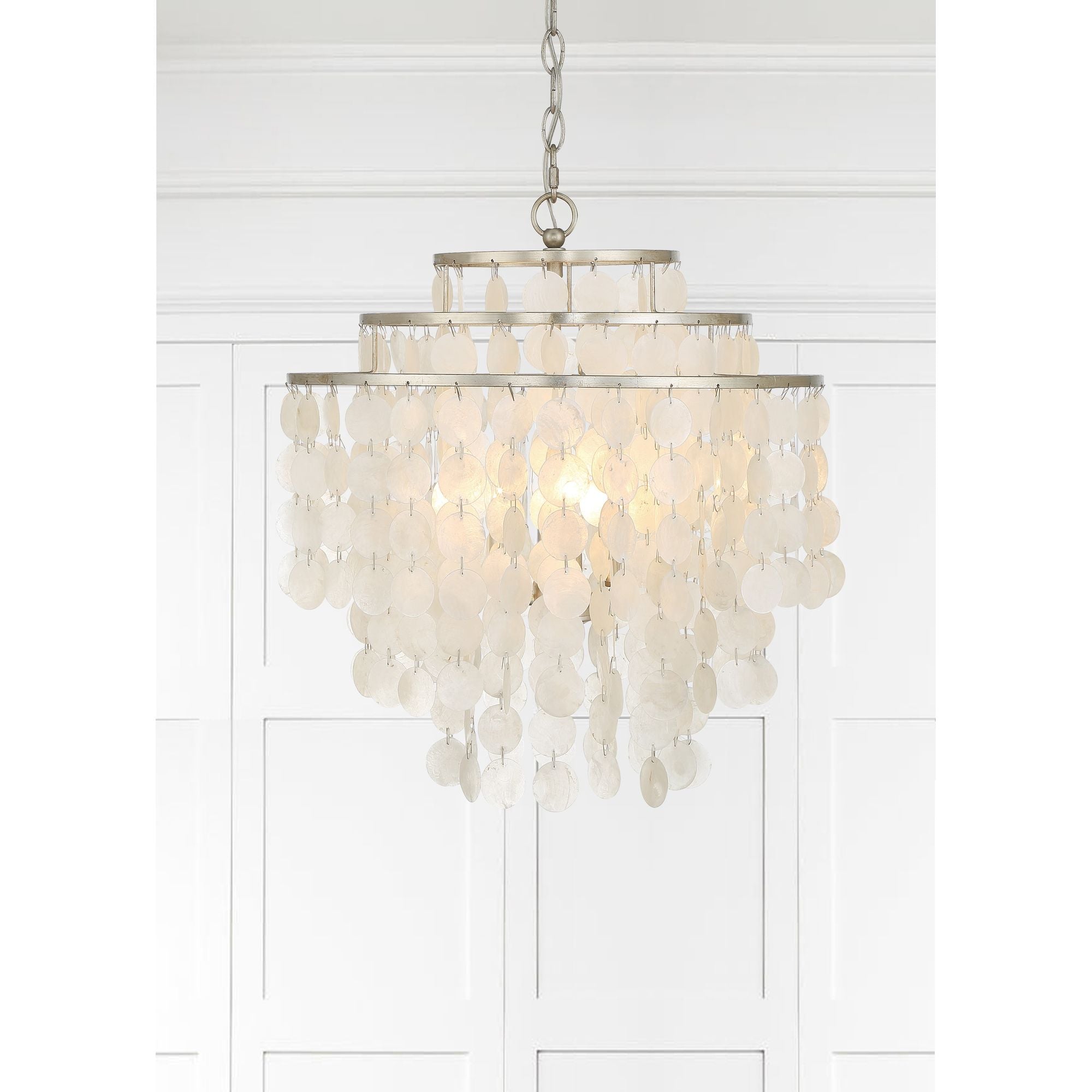 Brielle 4 Light Antique Silver Chandelier Capiz Shell 18"W x 19.5"H x 18"D