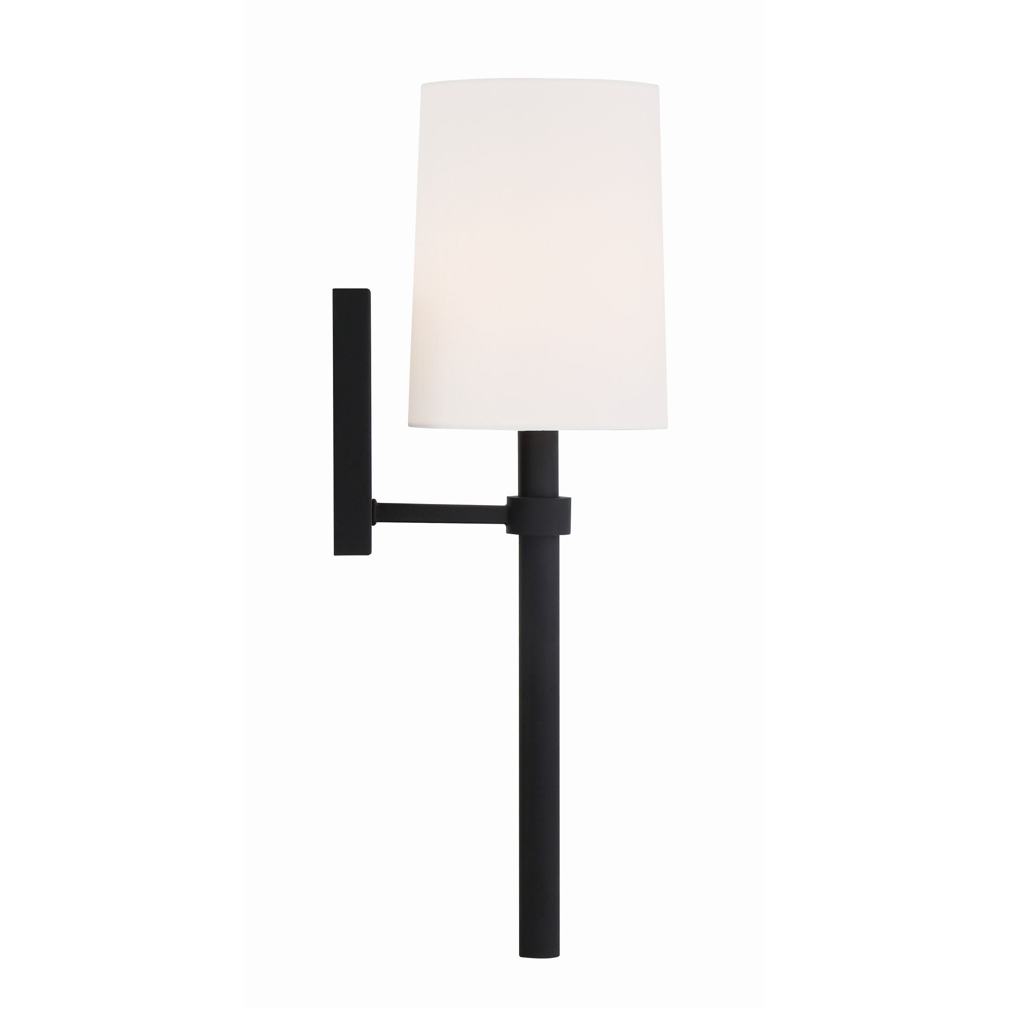Bromley 1 Light Black Forged Sconce Silk Shade 5.5"W x 18.5"H x 7.25"D