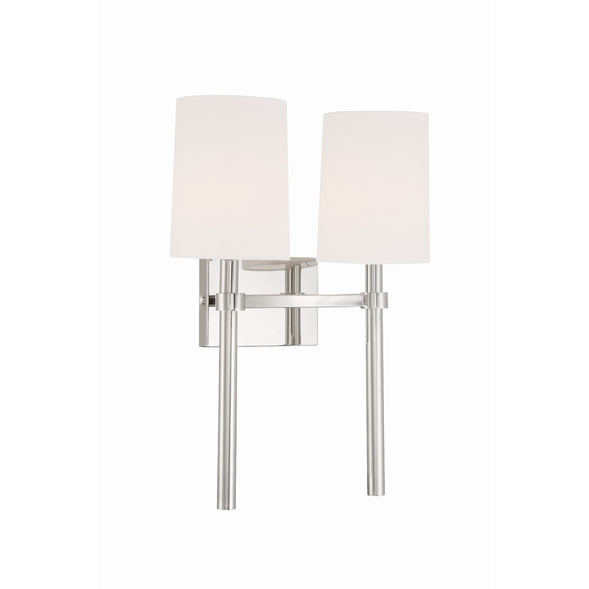 Bromley 2 Light Polished Nickel Sconce Silk Shade 13.75"W x 18.5"H x 7.25"D