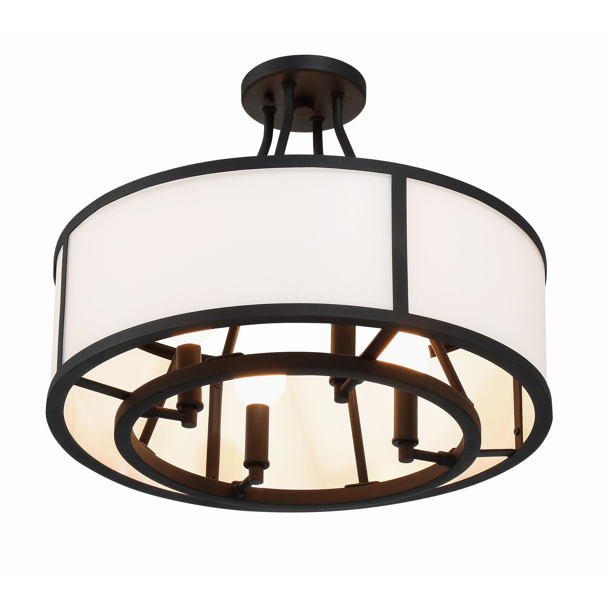 Bryant 18'' Black Forged Semi Flush Mount Black 18"W x 14.75"H x 18"D