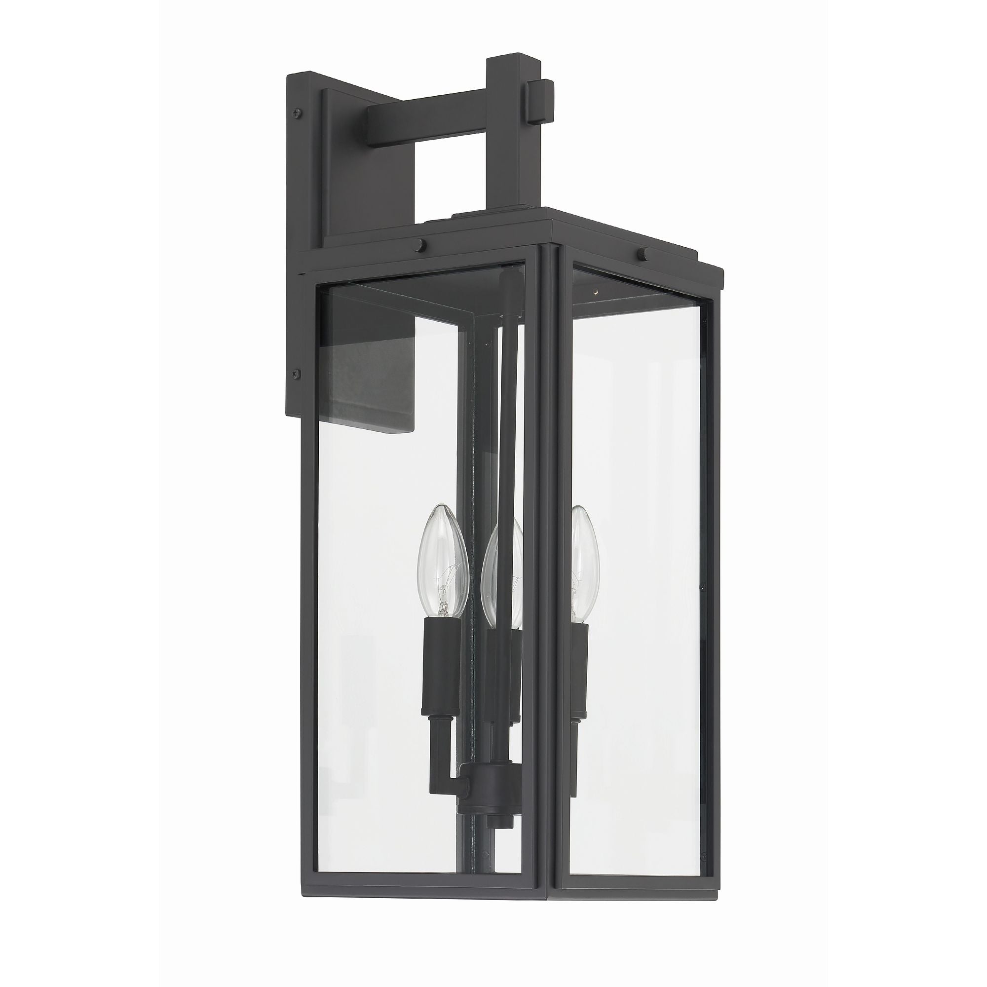 Byron 3 Light Matte Black Outdoor Sconce Clear Glass 7.5"W x 19.75"H x 9"D