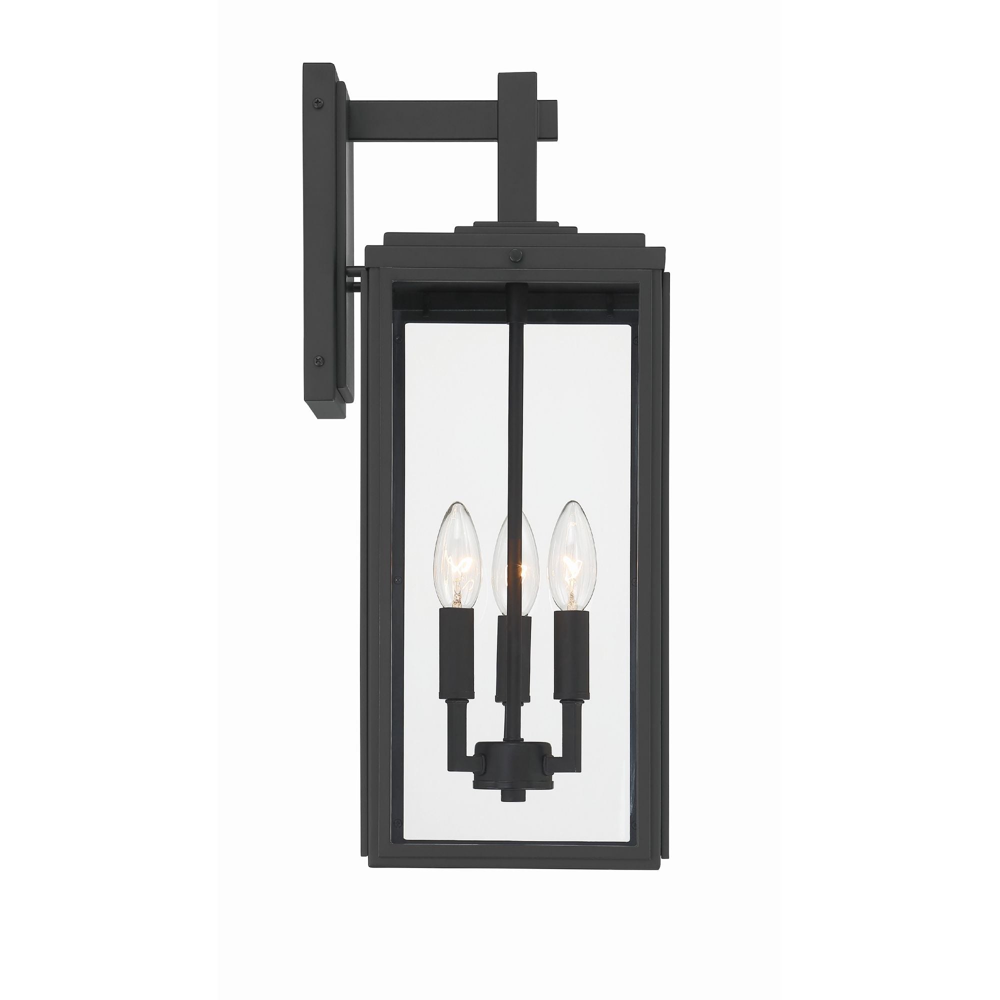 Byron 3 Light Matte Black Outdoor Sconce Clear Glass 7.5"W x 19.75"H x 9"D