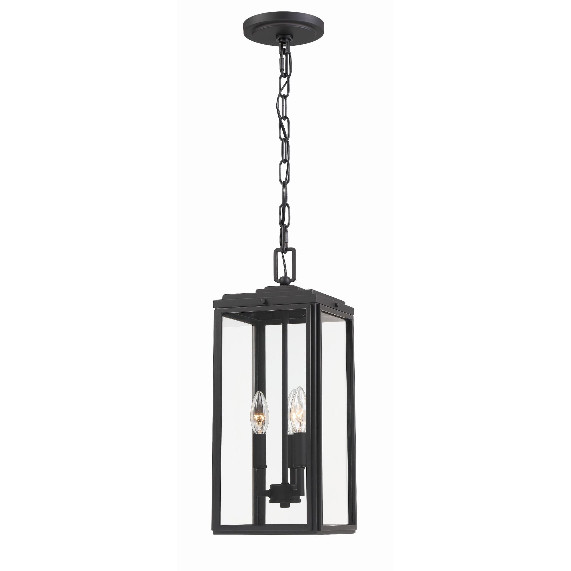 Byron 3 Light Matte Black Outdoor Pendant Clear Glass 7.5"W x 18.75"H x 7.5"D