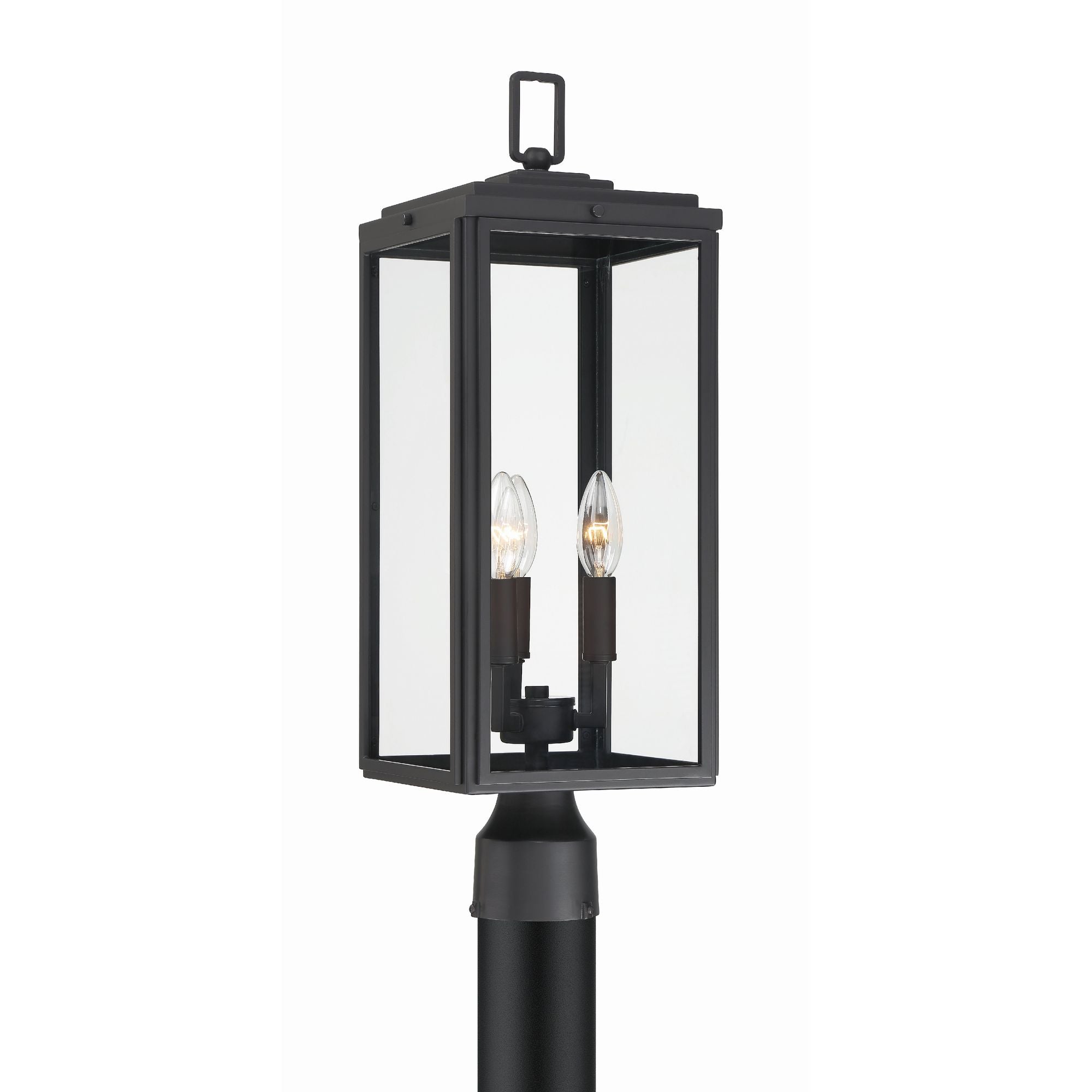Byron 3 Light Matte Black Outdoor Post Clear Glass 7.5"W x 22.25"H x 7.5"D