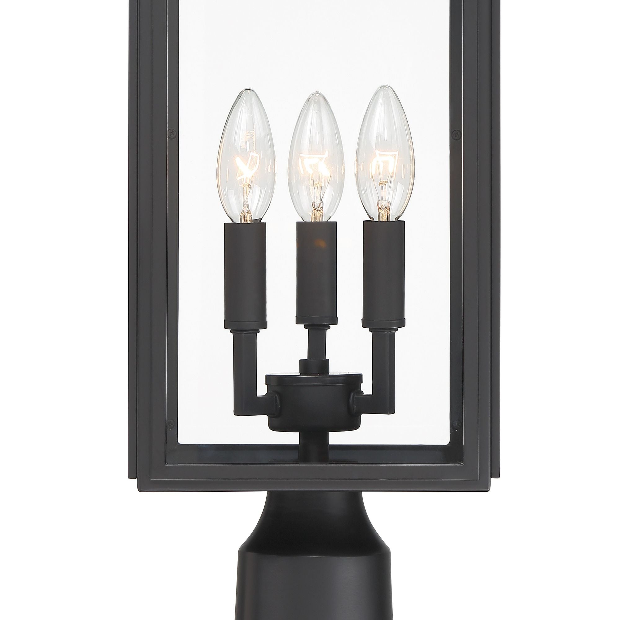 Byron 3 Light Matte Black Outdoor Post Clear Glass 7.5"W x 22.25"H x 7.5"D