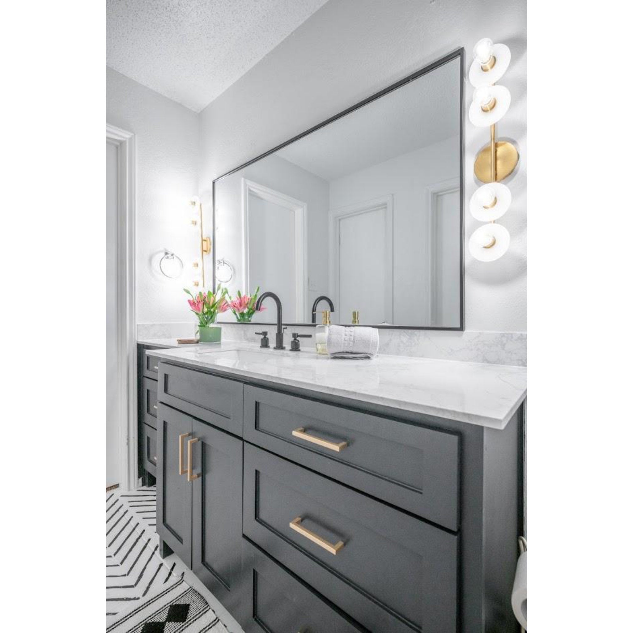 Elmont 4-Light Bath and Vanity in Aged Brass 4.75L x 4.75W x 24.75H