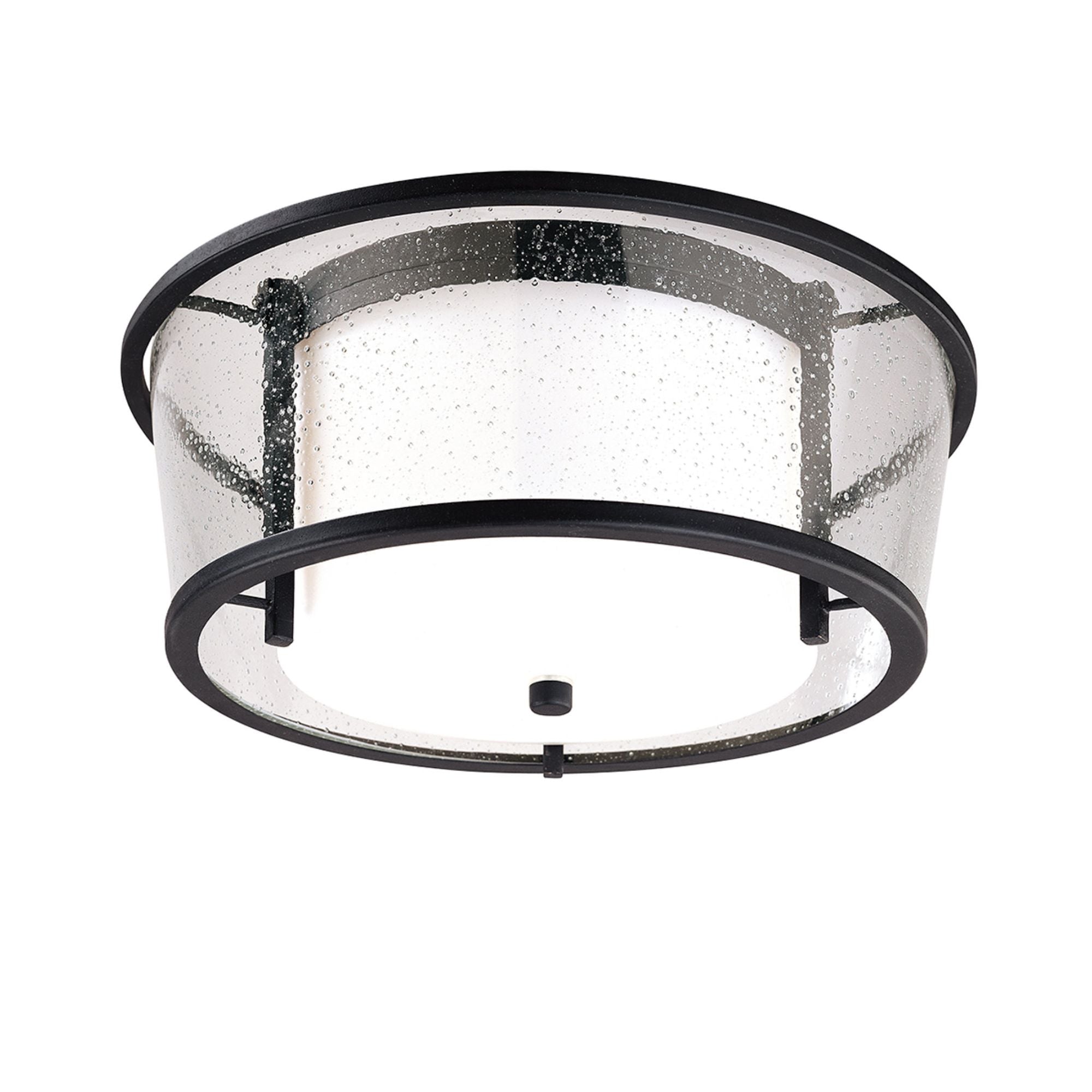 Bennington Flush Mount 2-Light Outdoor LED in Textured Black 15L x 15W x 7H