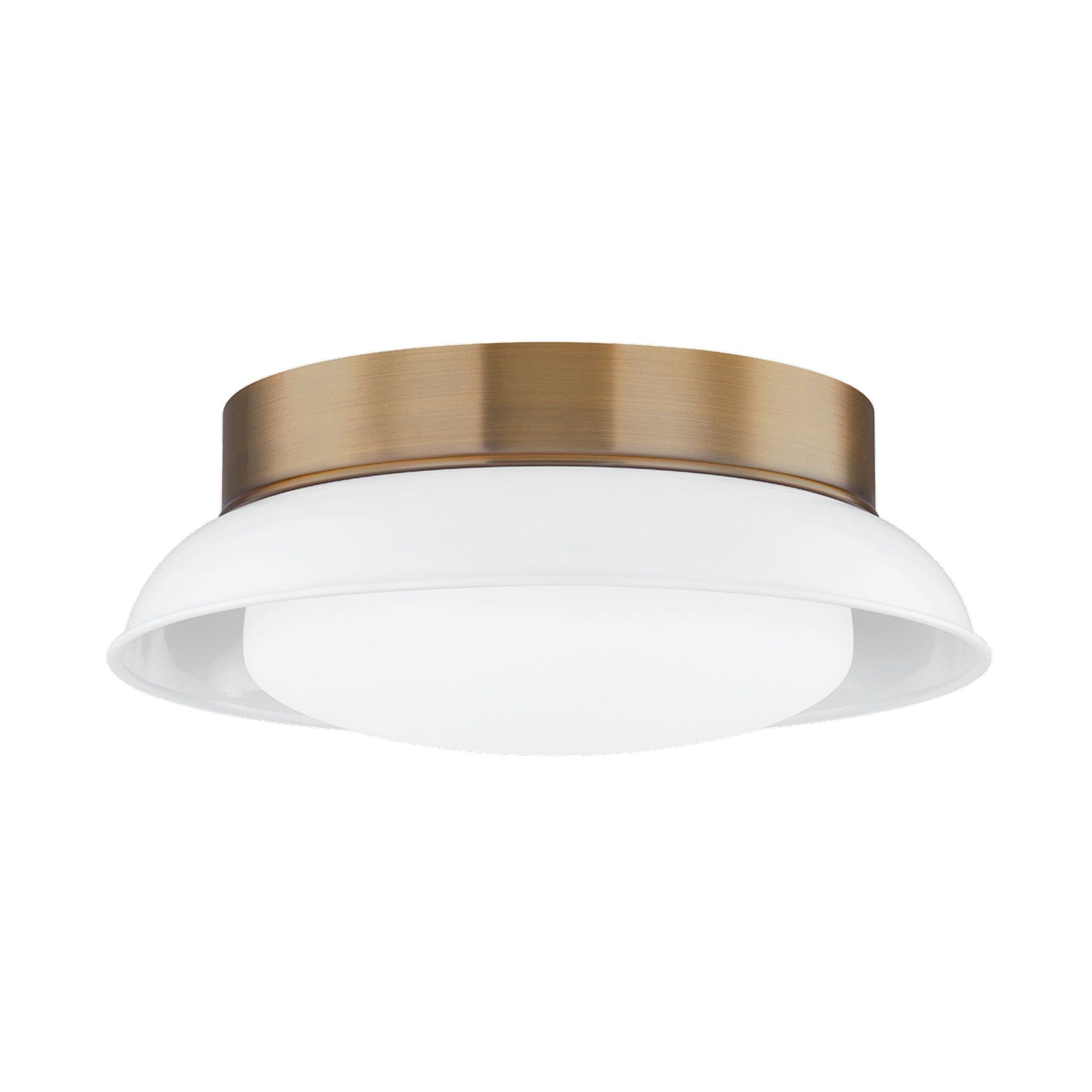 Arnie 2-Light Flush Mount in Patina Brass 14.25W x 5.25H (Gloss White)