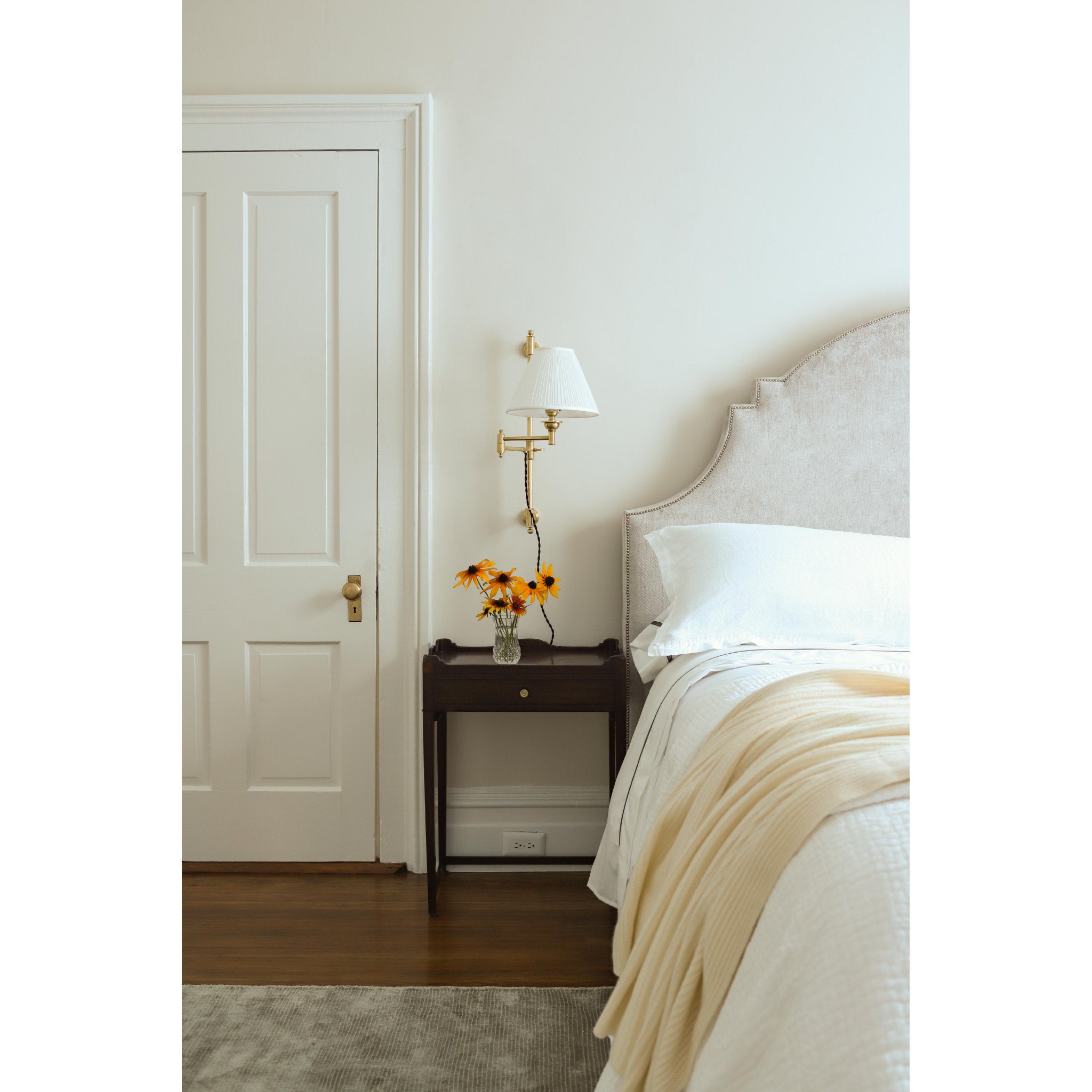 Classic No.1 1-Light Plug-in Sconce in Aged Brass by Mark D. Sikes 10L x 10W x 29H