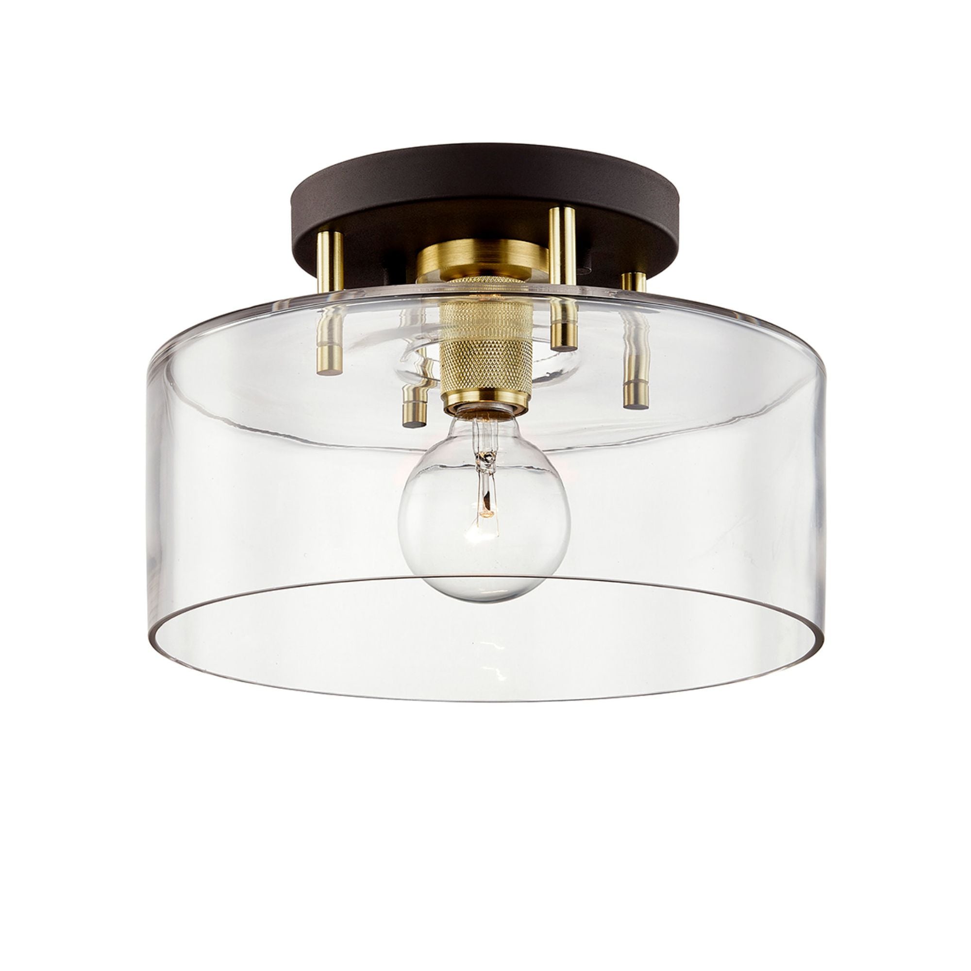 Bergamot Station Semi Flush 1-Light LED in Bronze/Brushed Brass 12.25L x 12.25W x 8H