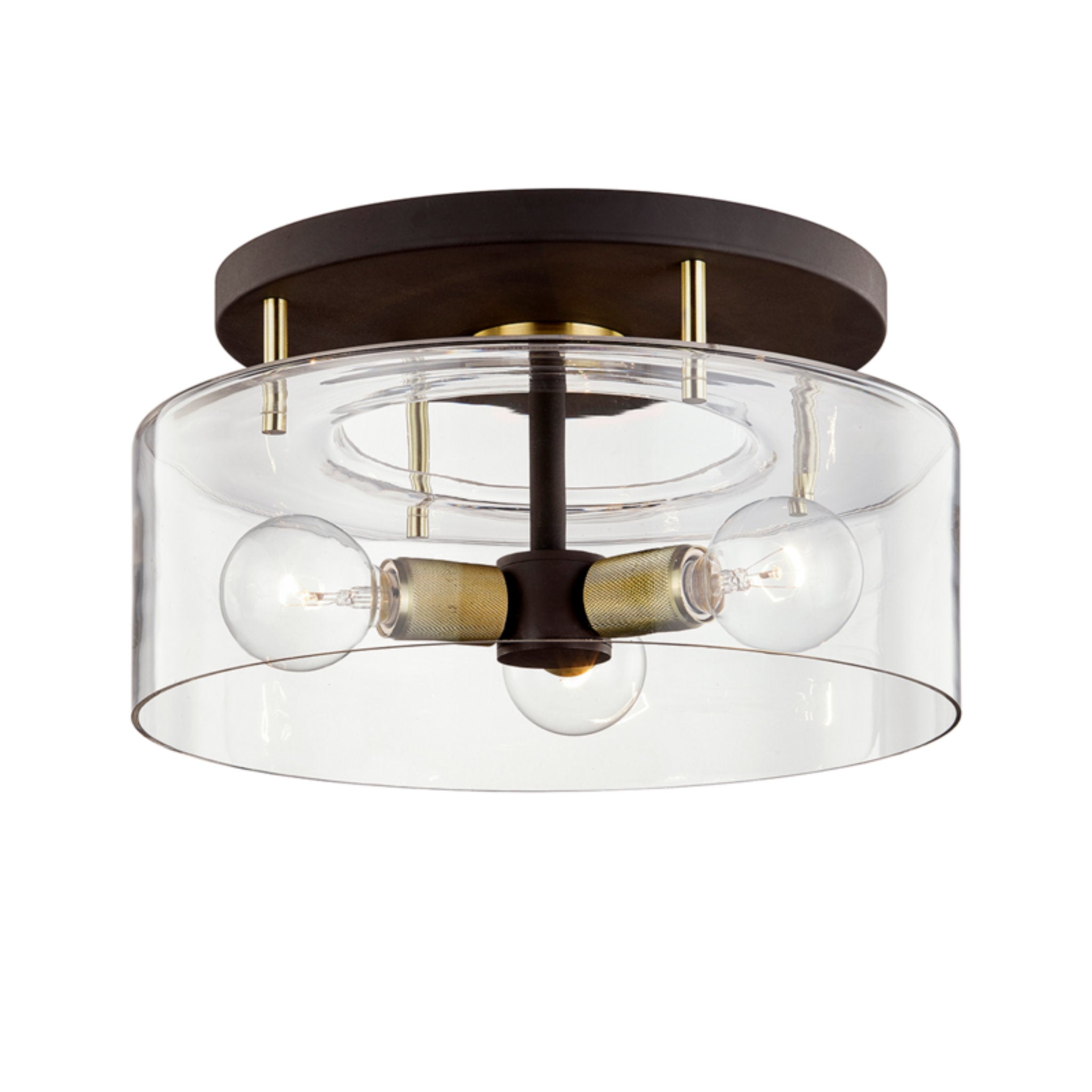 Bergamot Station Semi Flush 3-Light LED in Bronze/Brushed Brass 17L x 17W x 8.75H