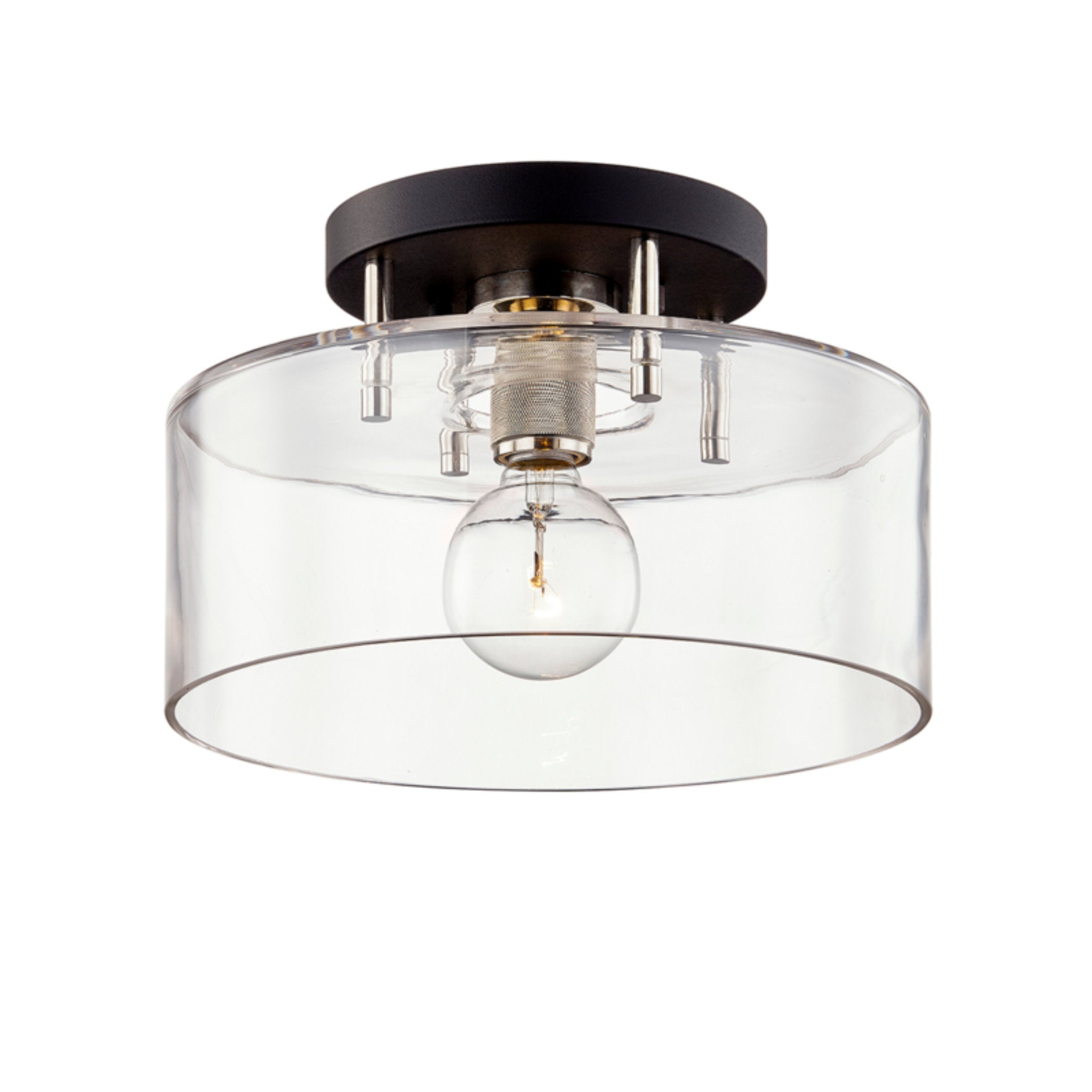 Bergamot Station Semi Flush 1-Light LED in Textured Black & Polish Nickel 12.25L x 12.25W x 8H
