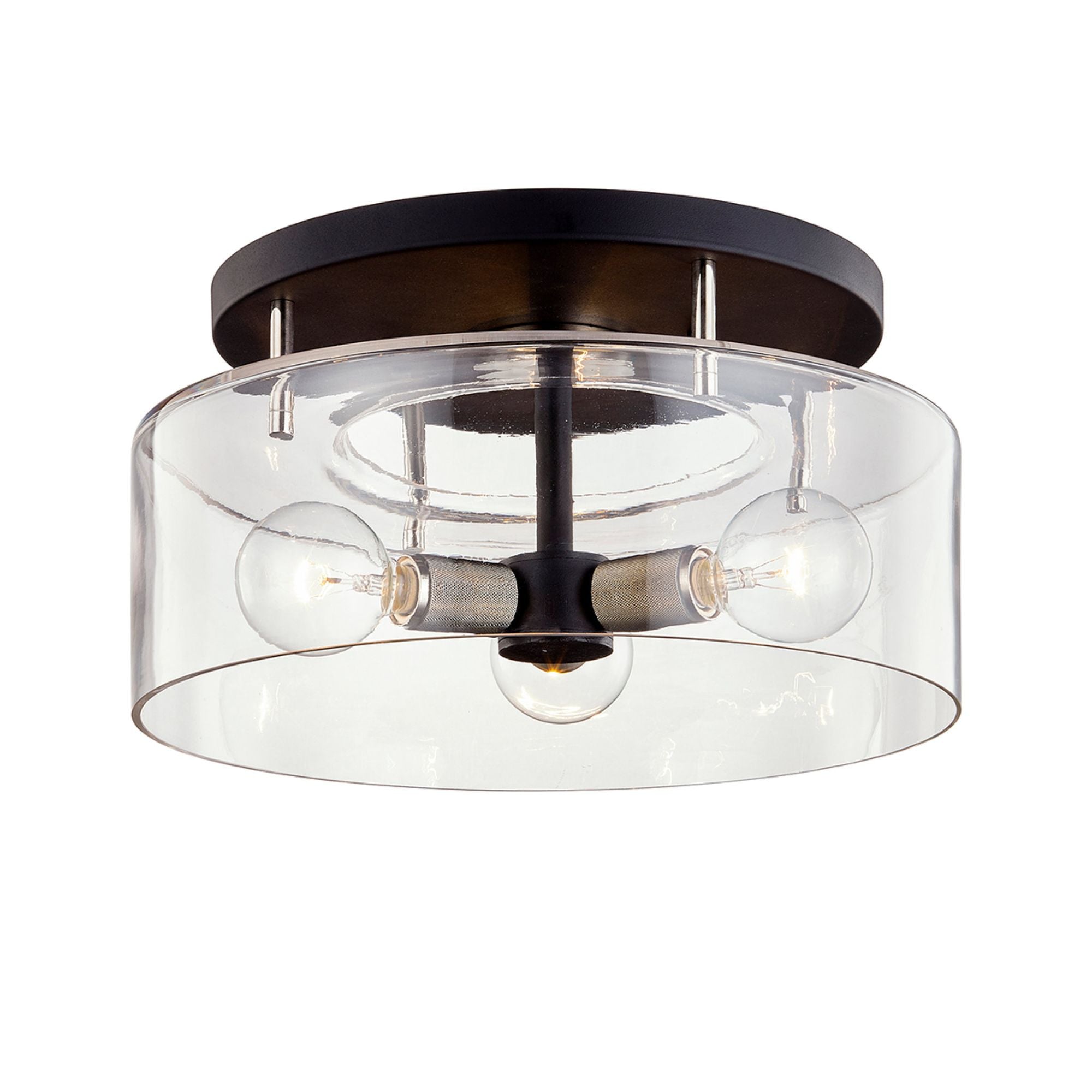 Bergamot Station Semi Flush 3-Light LED in Textured Black & Polish Nickel 17L x 17W x 8.75H
