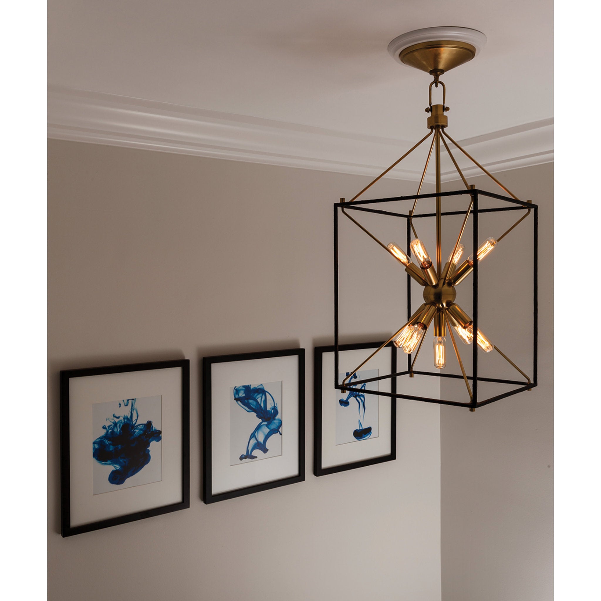 Glendale 9-Light Lantern in Aged Brass/Black 12.25L x 12.25W x 24.75H