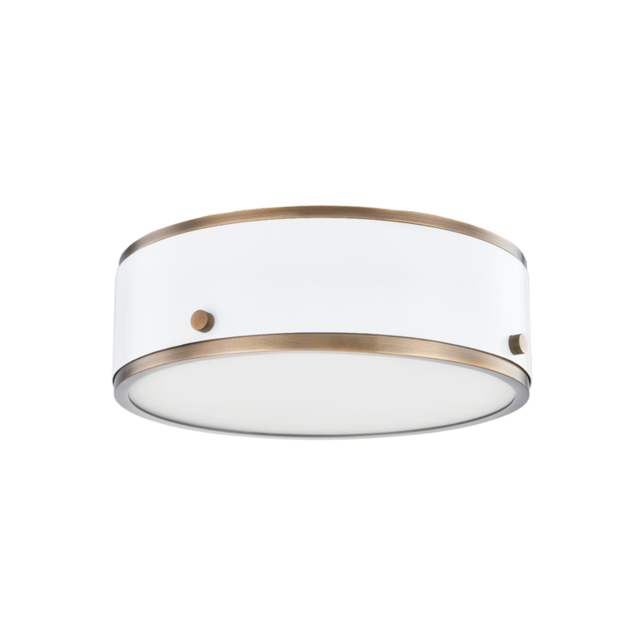 Eli Flush Mount 1-Light LED in Patina Brass And Soft White 12L x 12W x 3.5H